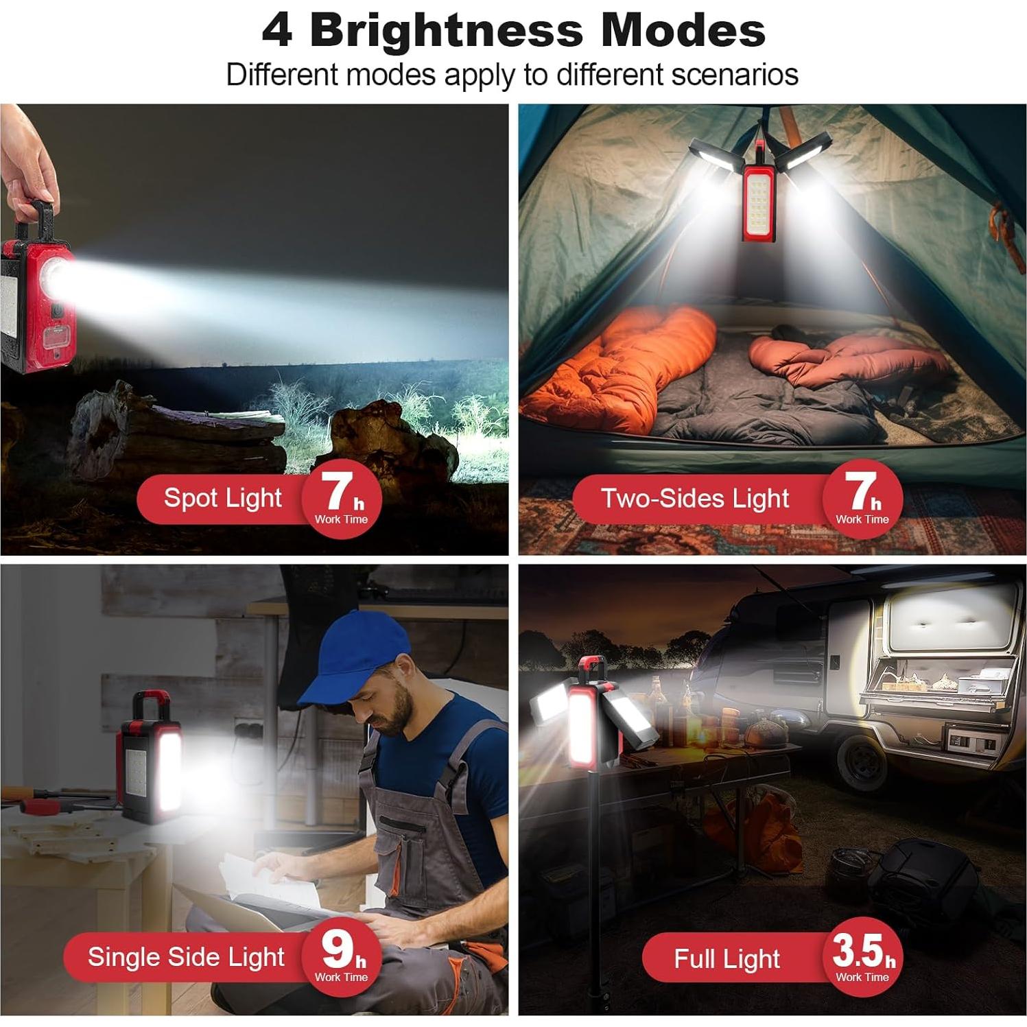 Luz de Camping Recargable SYLSTAR 3000LM con Gancho y Imán