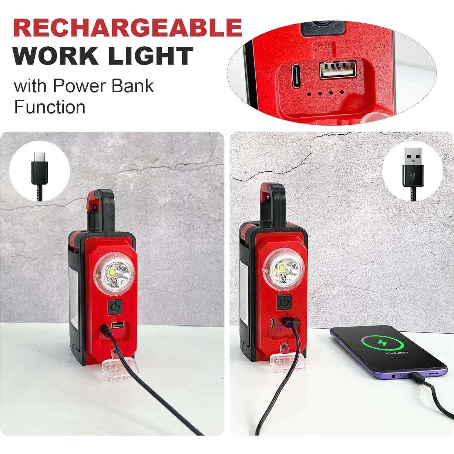 Luz de Camping Recargable SYLSTAR 3000LM con Gancho y Imán