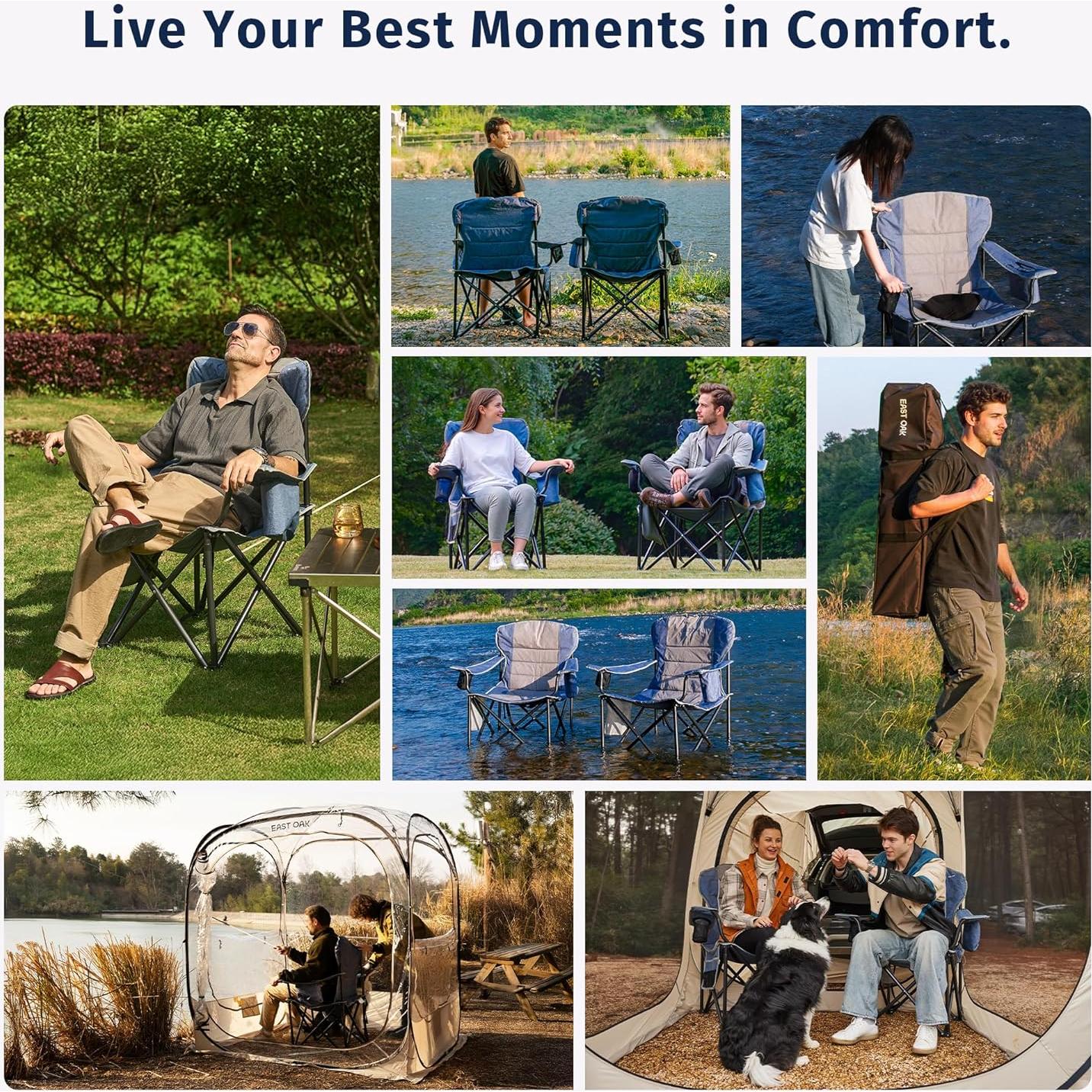 Silla de Camping Sobredimensionada EAST OAK CC02BU2 - Soporta 227 kg
