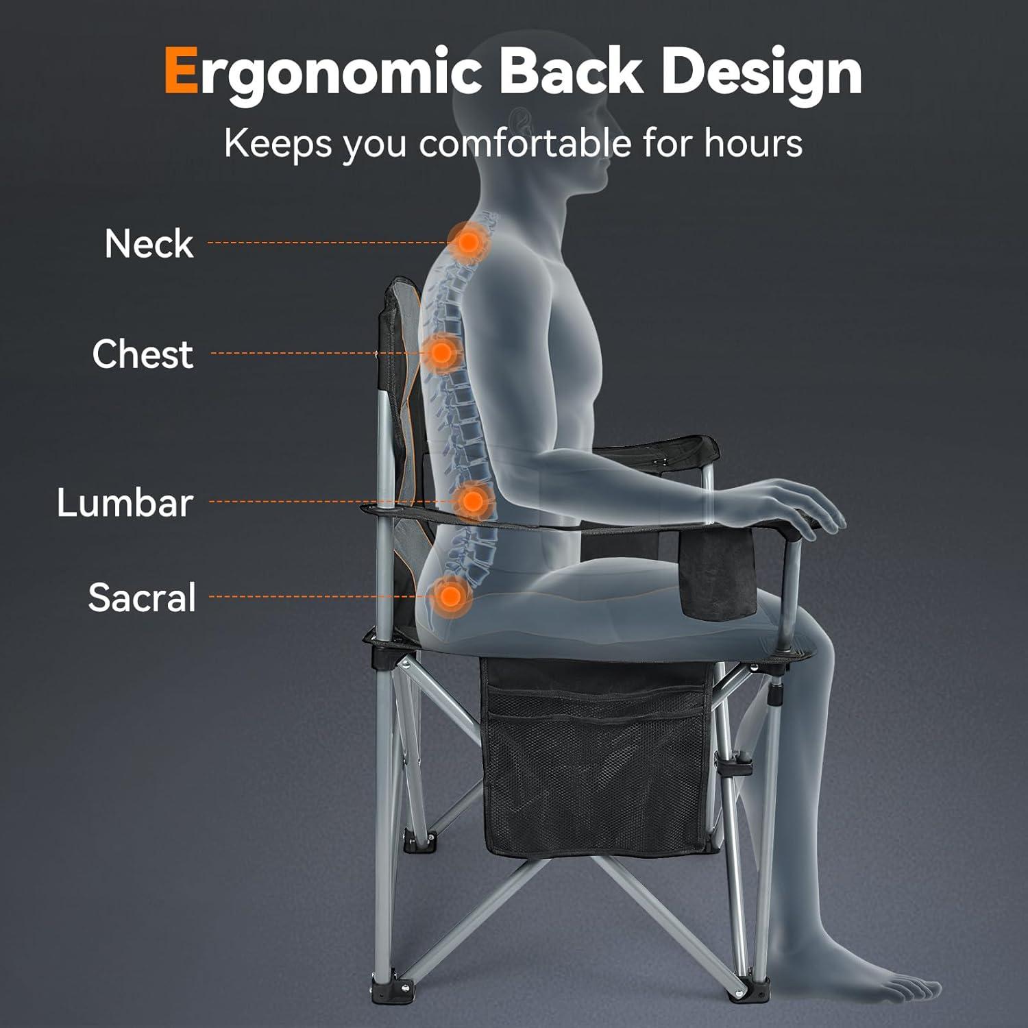 Silla de Camping Plegable Alta Resistencia LYY001 Negra 181 kg