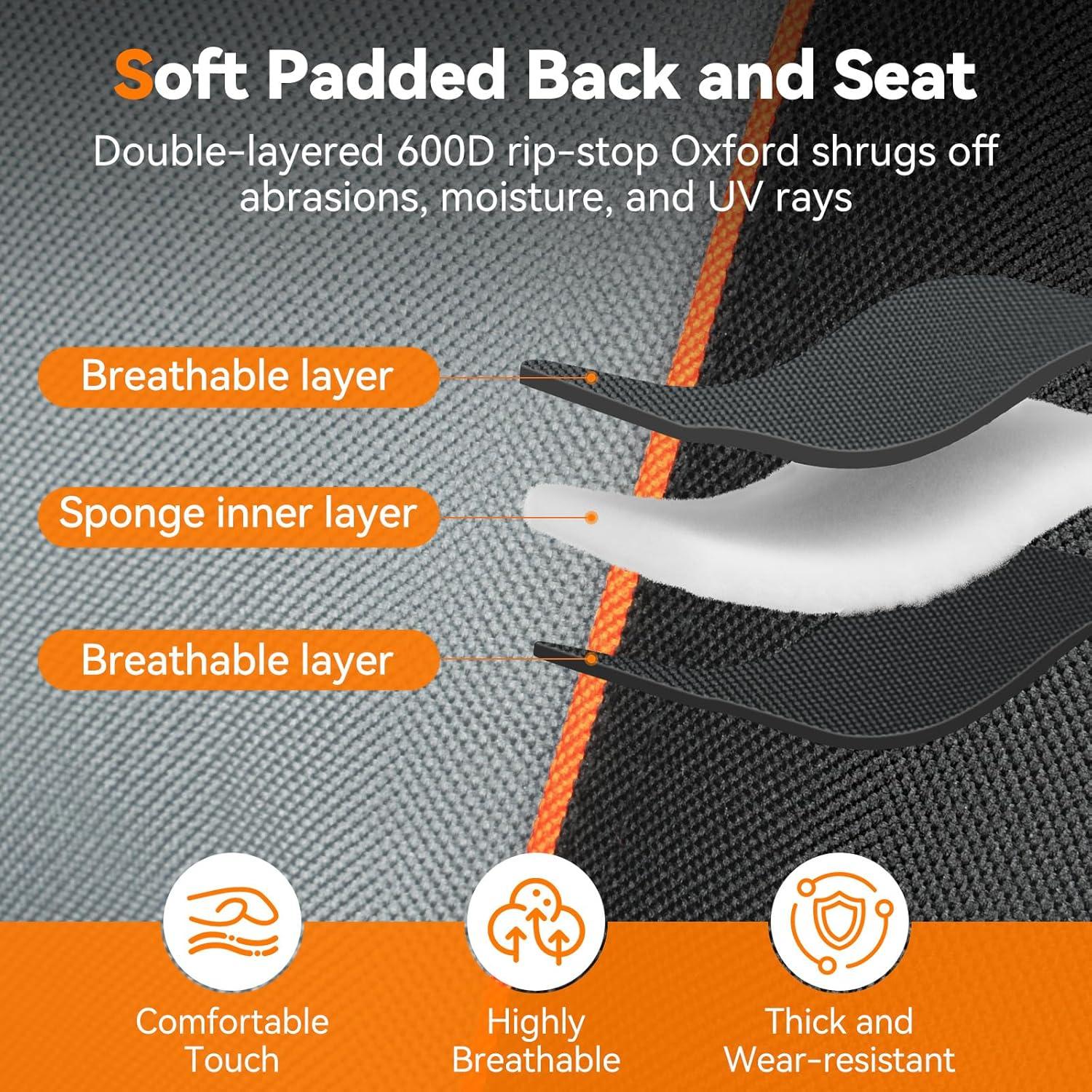 Silla de Camping Plegable Alta Resistencia LYY001 Negra 181 kg