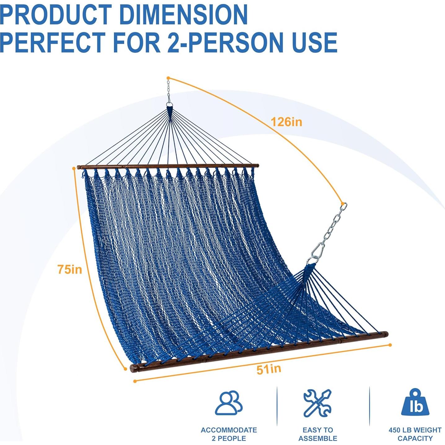 Hamaca Doble Lazy Daze 320 cm Azul para 2 Personas
