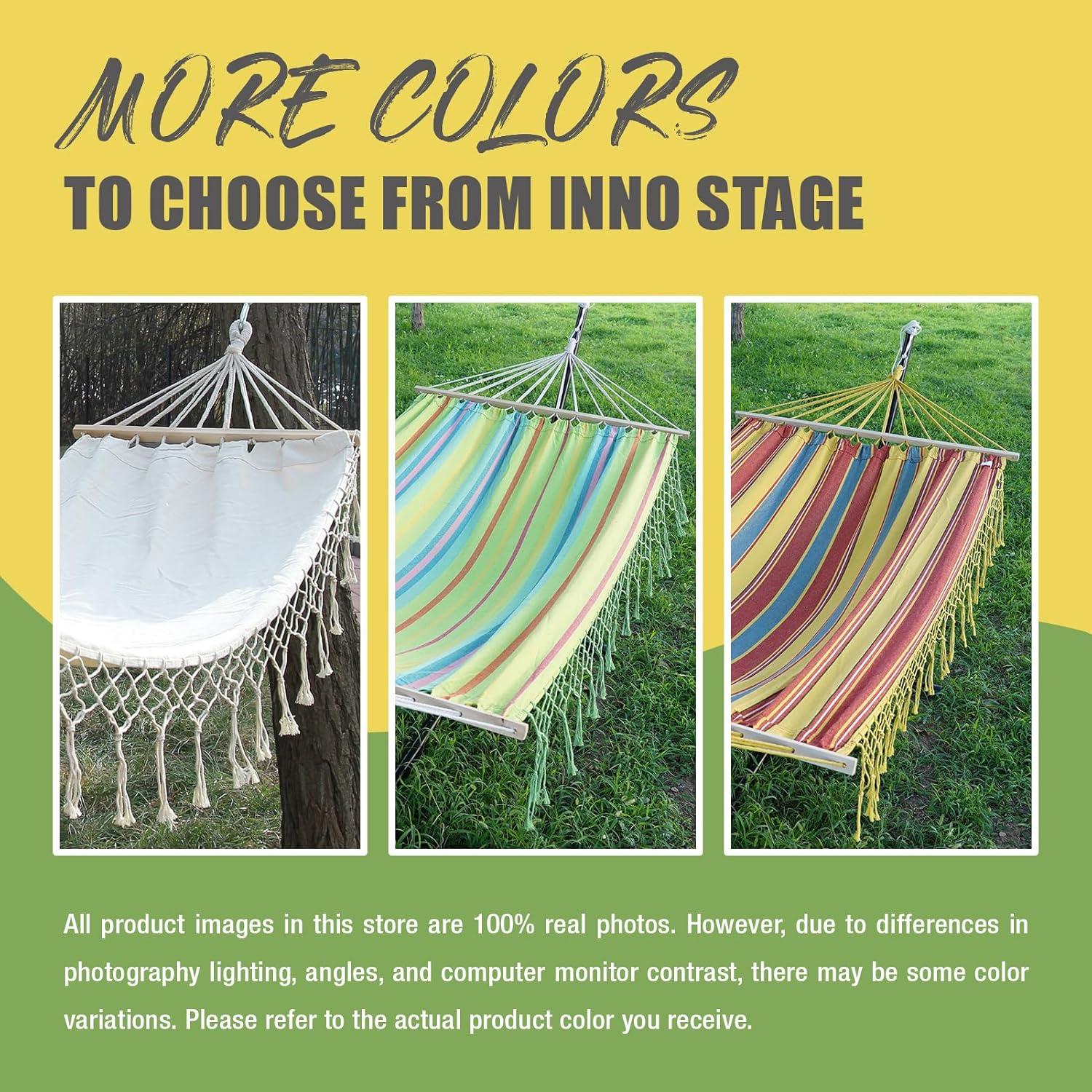 Hamaca Doble INNO STAGE Algodón Natural 299.9x139.9cm Verde Amarillo