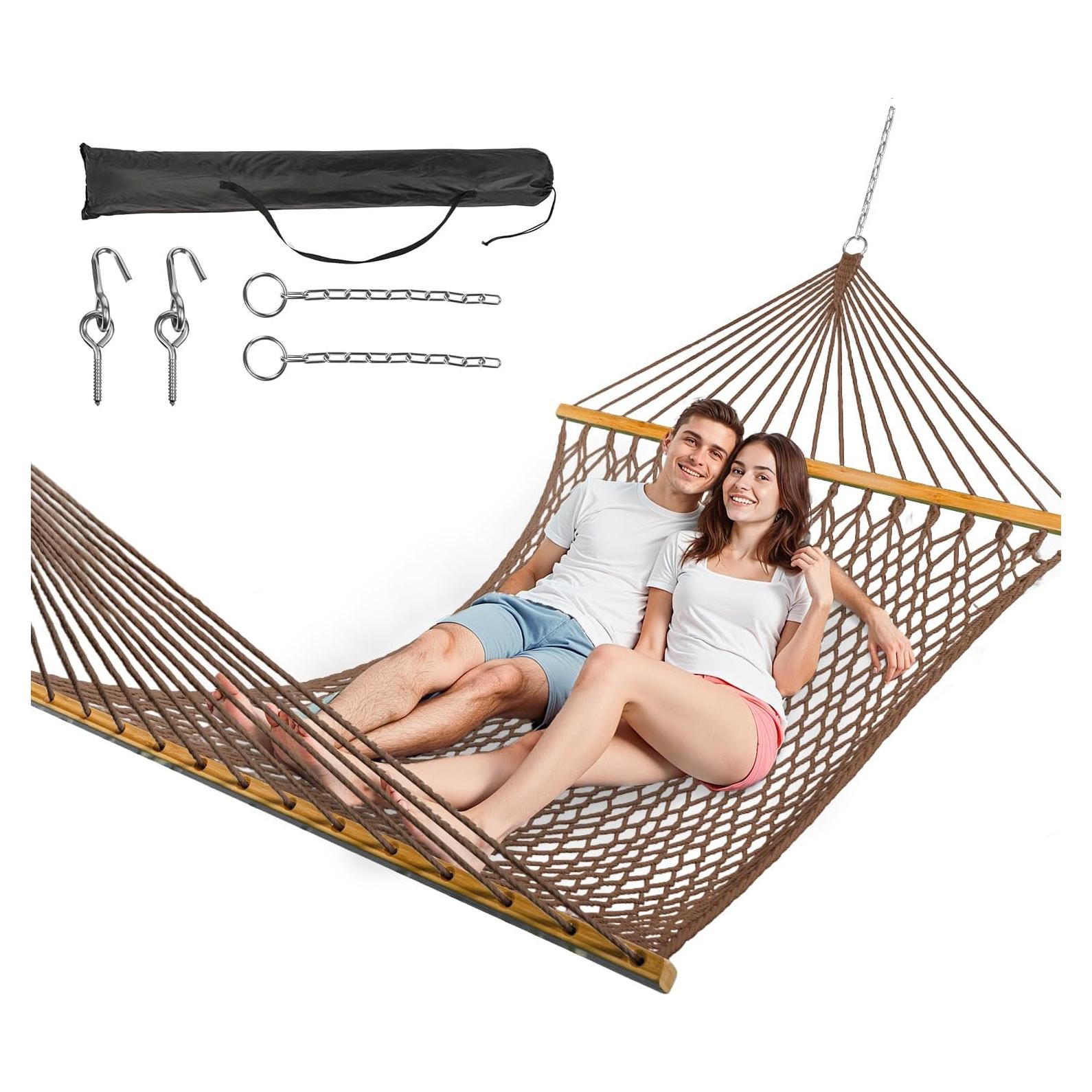 Hamaca Doble ANAGOO 190x140 cm para 2 Personas - Poliester Marrón