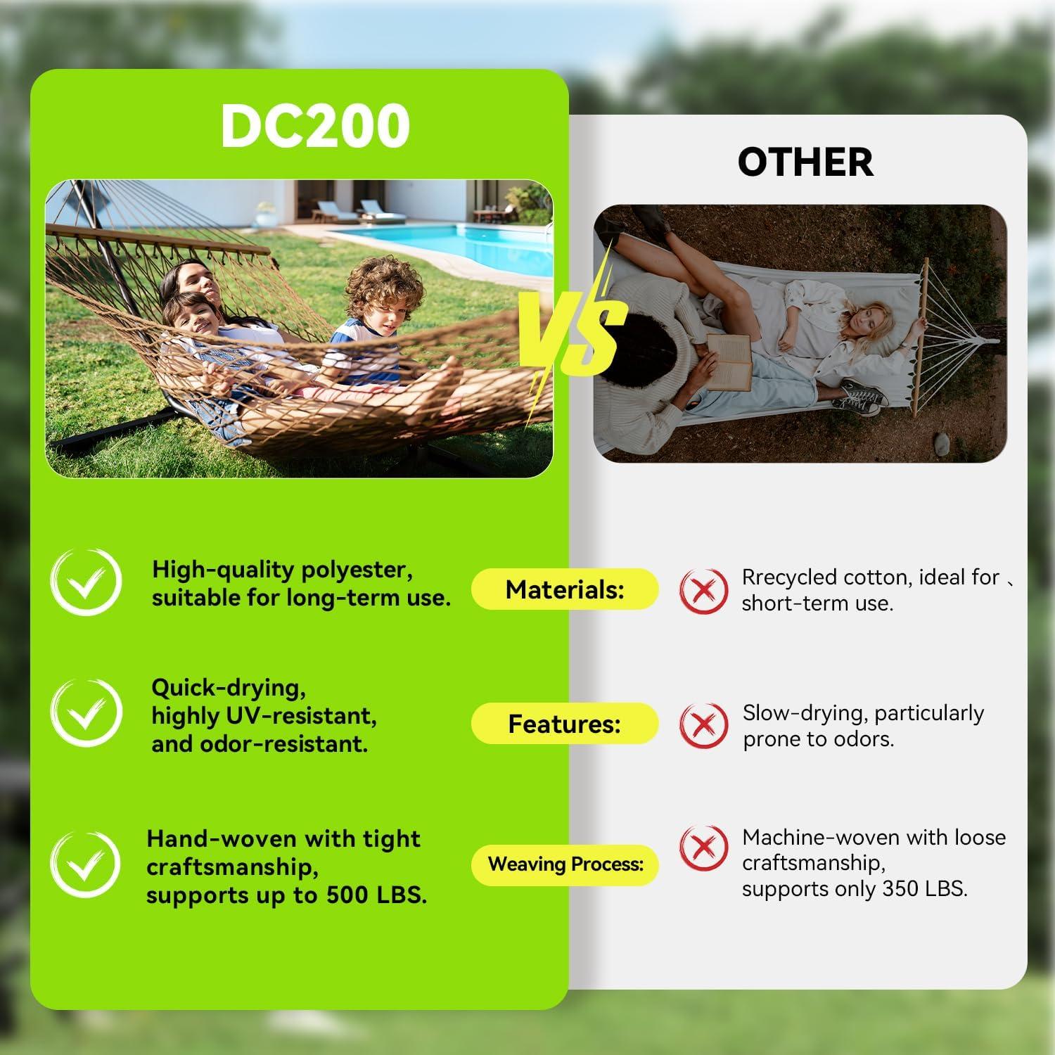 Hamaca Doble ANAGOO 190x140 cm para 2 Personas - Poliester Marrón