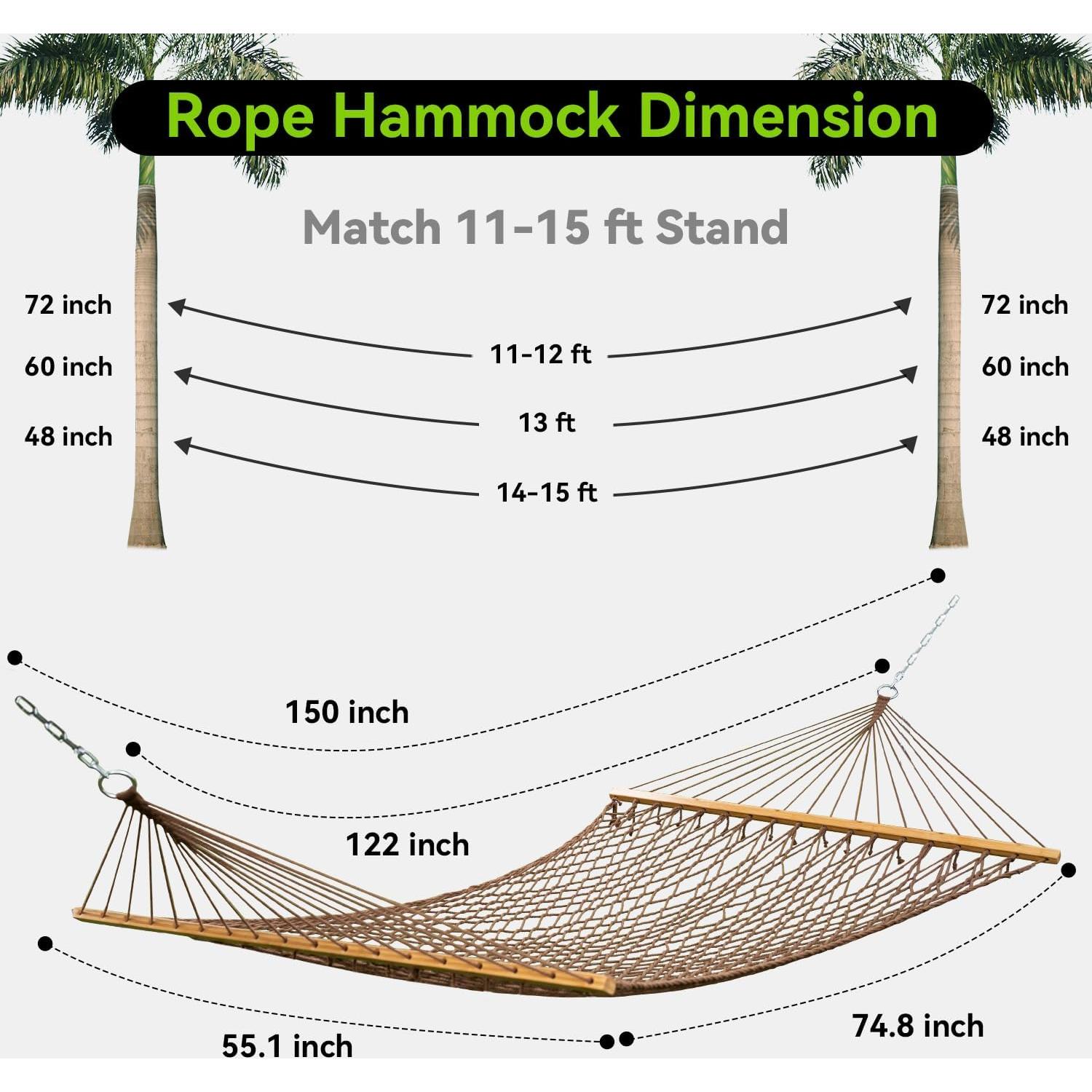 Hamaca Doble ANAGOO 190x140 cm para 2 Personas - Poliester Marrón