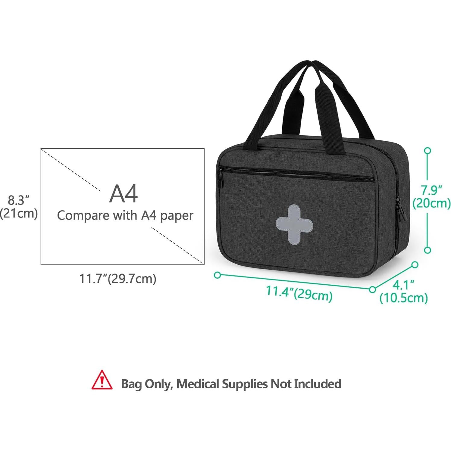 Bolsa de Primeros Auxilios CURMIO Negra Compacta 29x10x20 cm