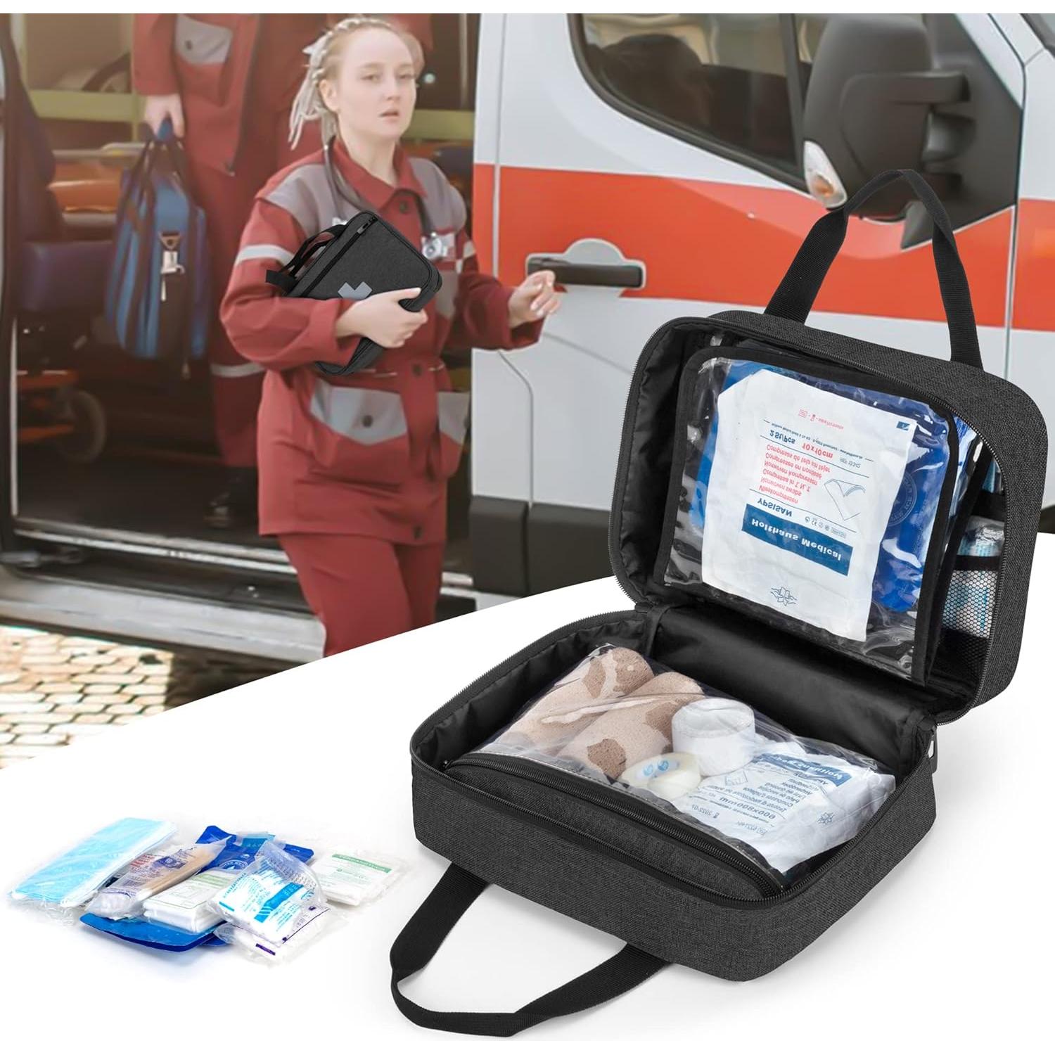 Bolsa de Primeros Auxilios CURMIO Negra Compacta 29x10x20 cm