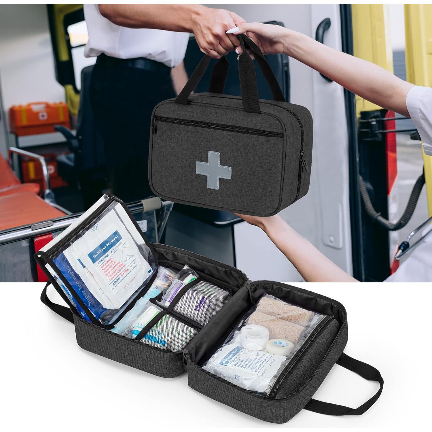 Bolsa de Primeros Auxilios CURMIO Negra Compacta 29x10x20 cm