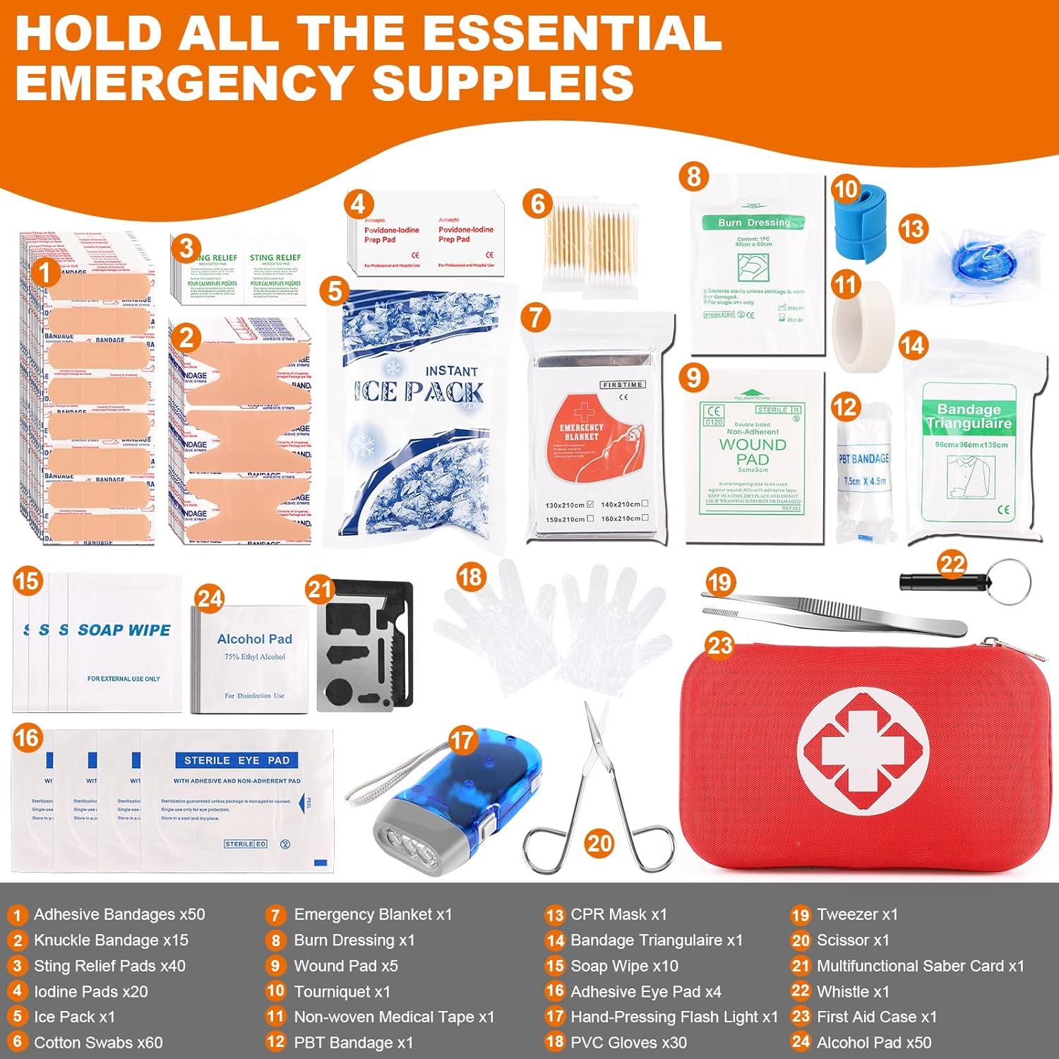 Kit de Primeros Auxilios TUPUQI 300PCS Caja Impermeable 19x11x7cm