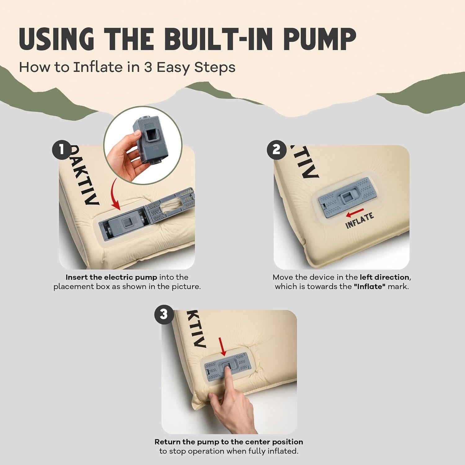 Almohadilla de Camping Autoinflable Oaktiv 3.15" (8 cm) Beige
