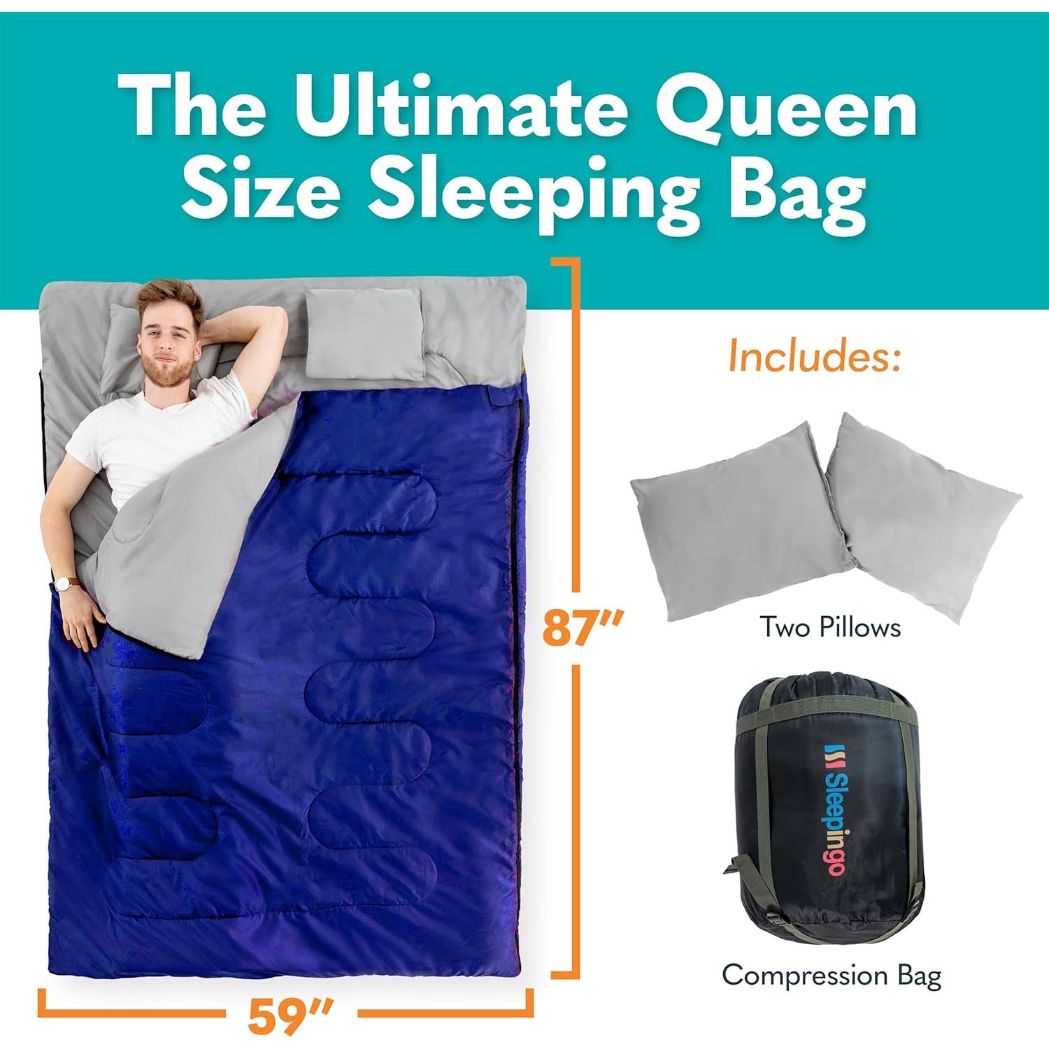 Saco de Dormir Doble Sleepingo Queen Impermeable 2 Personas