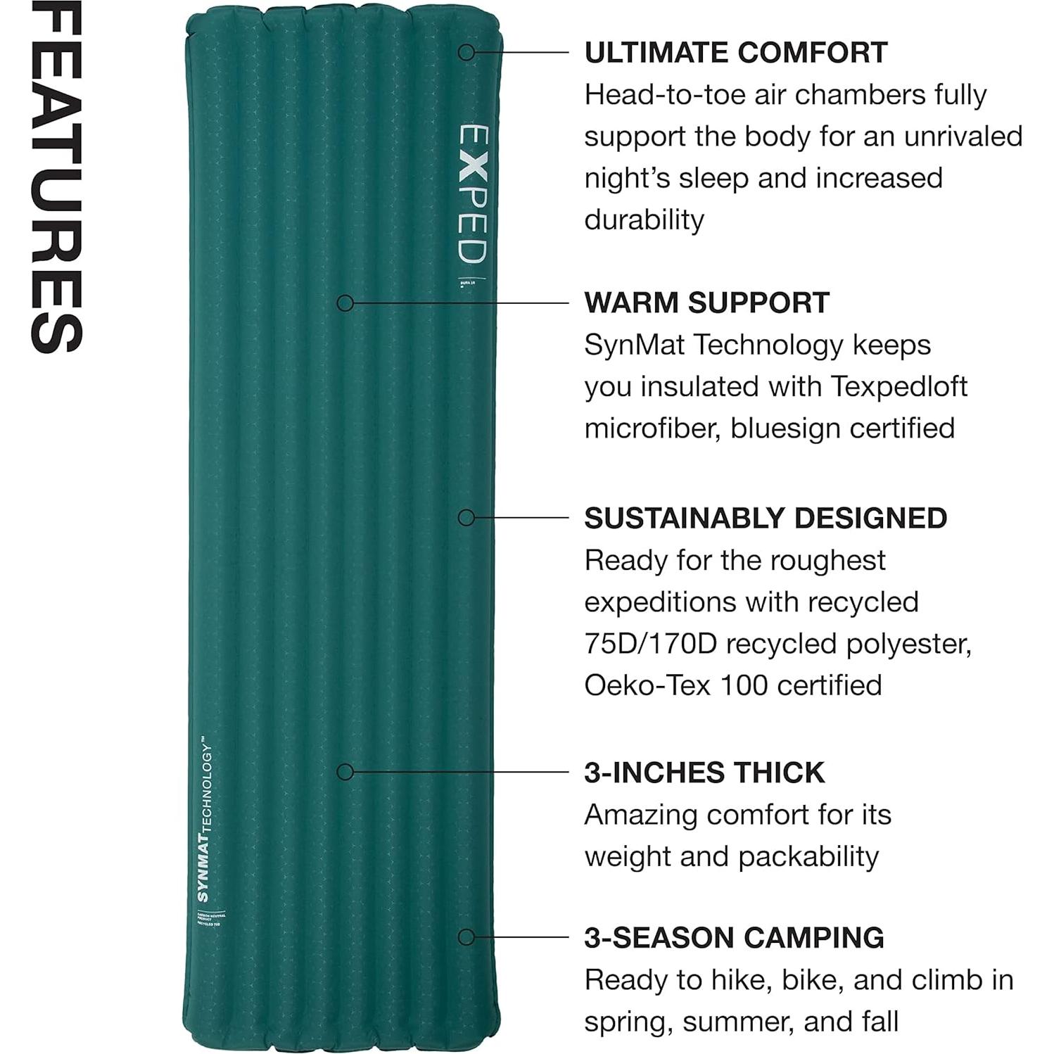 Almohadilla de Dormir Exped Dura 3R Aislada 25°C Ciprés