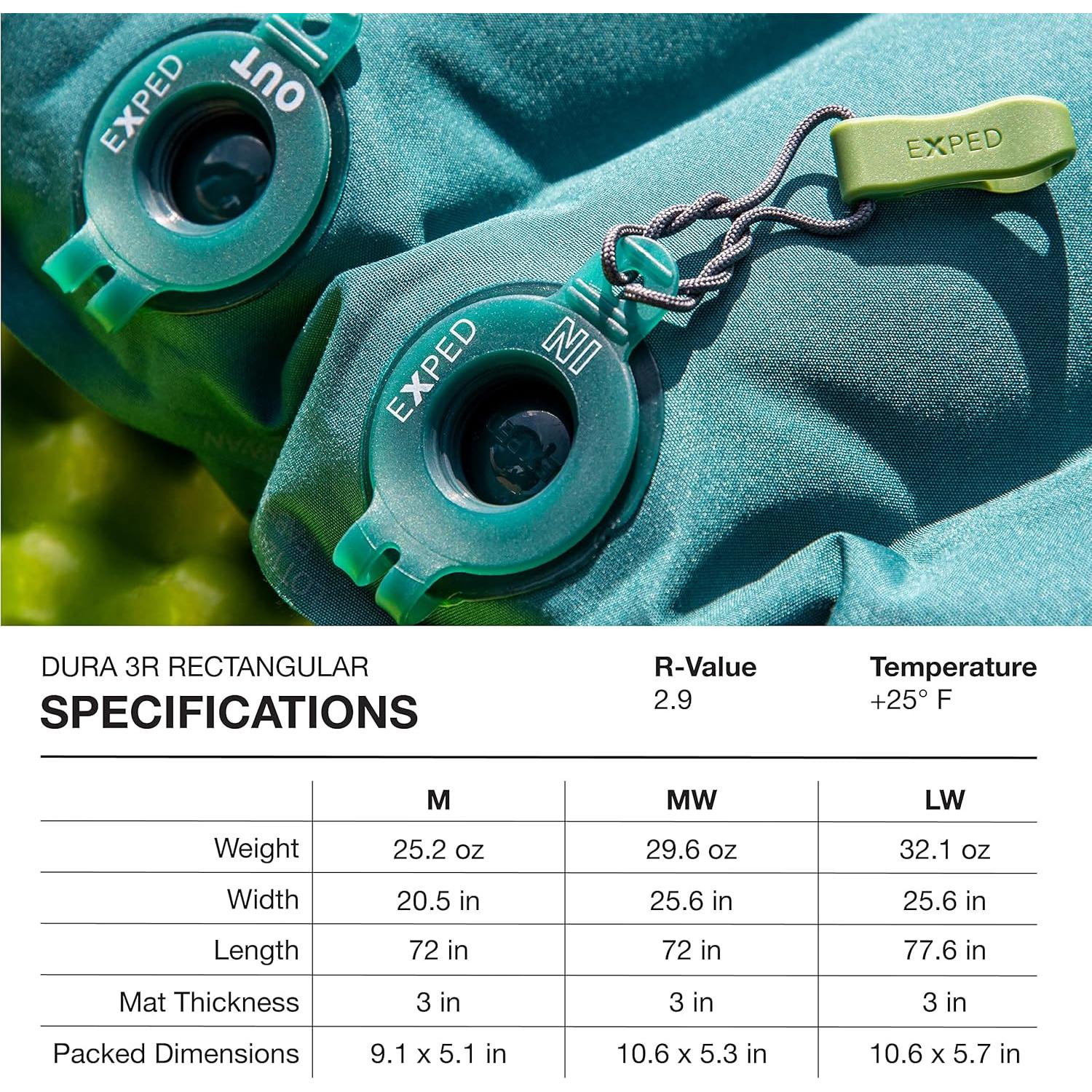 Almohadilla de Dormir Exped Dura 3R Aislada 25°C Ciprés