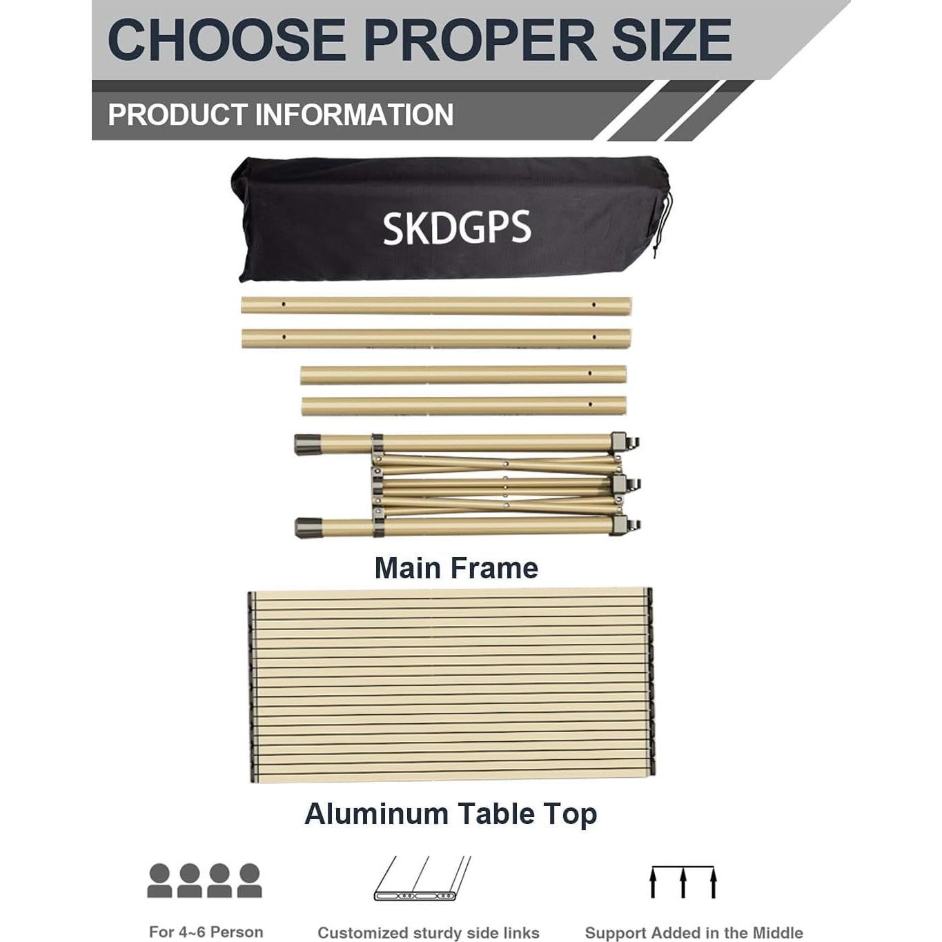 Mesa Plegable de Camping SKDGPS 1-1 Beige 96.5x55.9cm