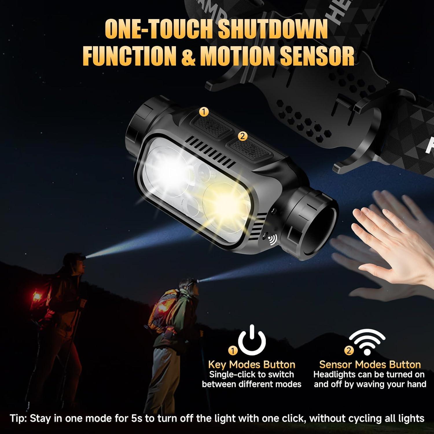 Linterna Frontal LED Recargable ATDOALL 1000 Lúmenes 5 Modos