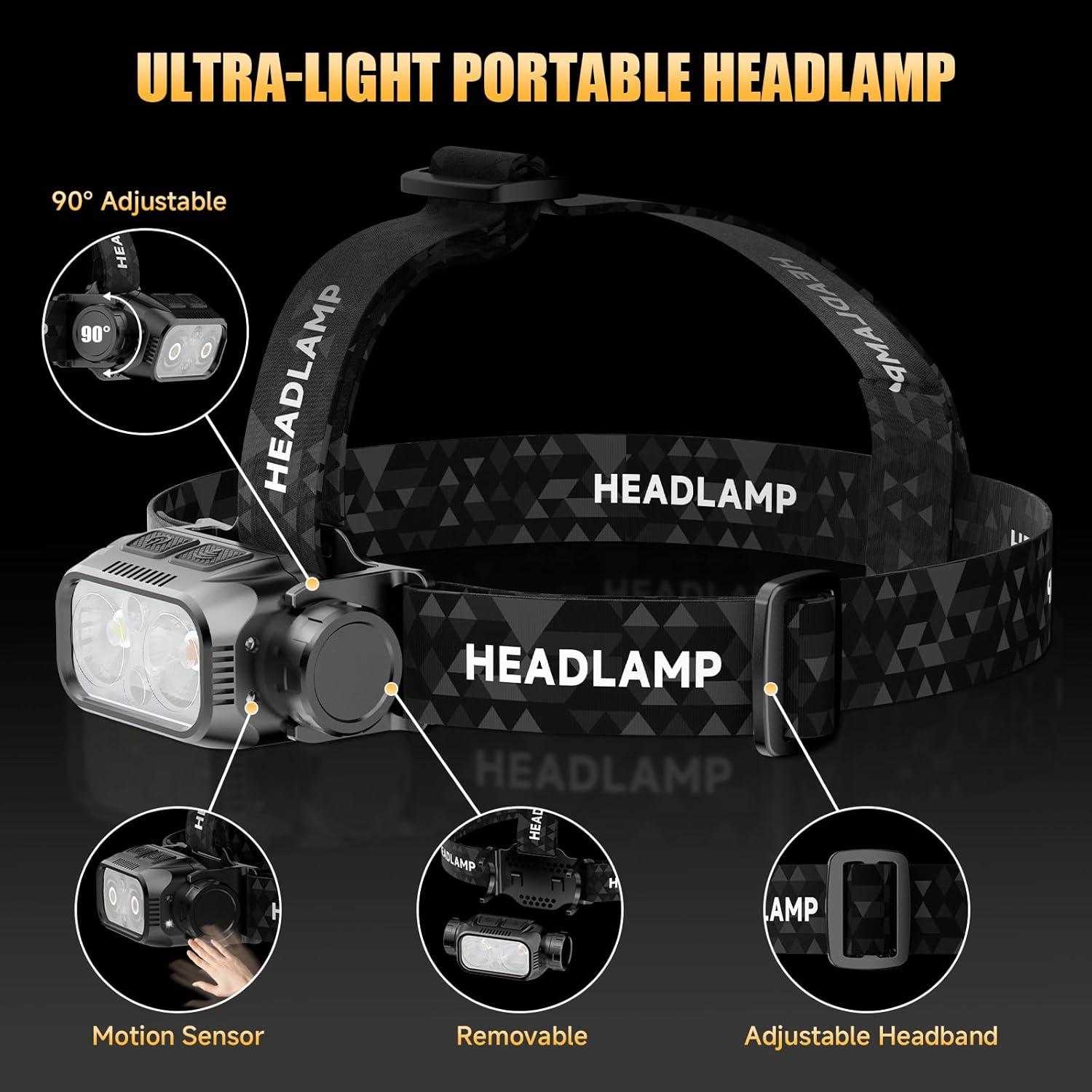 Linterna Frontal LED Recargable ATDOALL 1000 Lúmenes 5 Modos