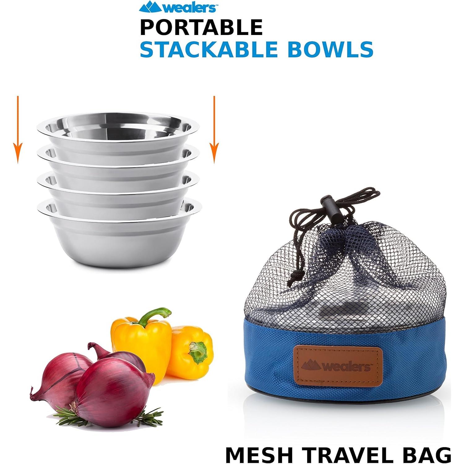 Juego de Cuencos de Acero Inoxidable Wealers 4 Piezas 15.24 cm