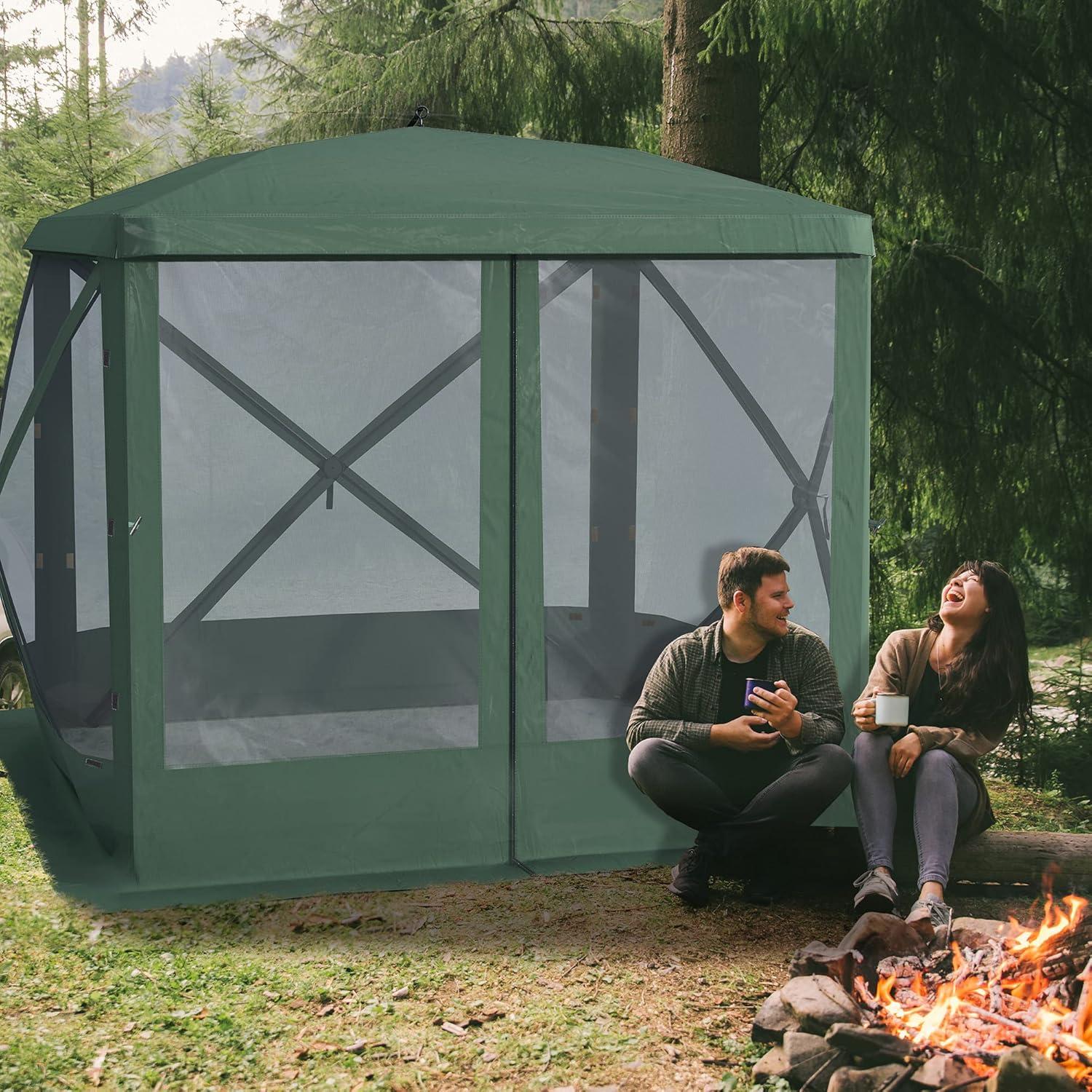 Carpa Plegable Outsunny 2.16x2.16m para 4 Personas Verde