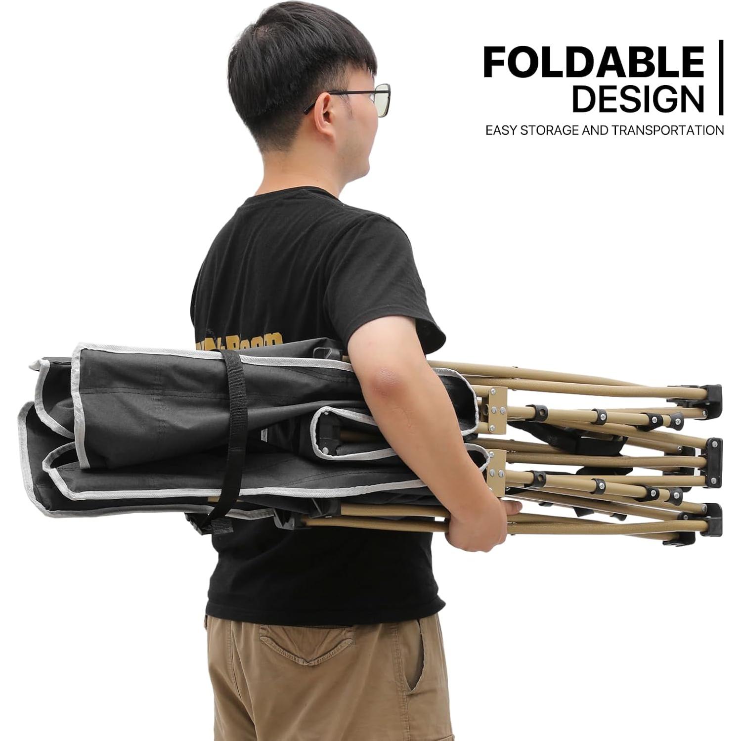 Cama Plegable MoNiBloom para Camping, Soporta 163 kg, Negra