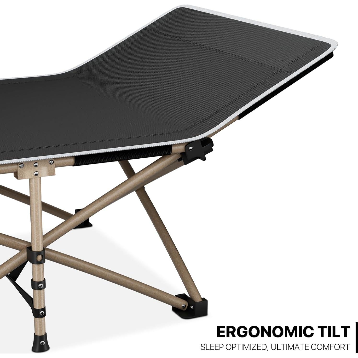 Cama Plegable MoNiBloom para Camping, Soporta 163 kg, Negra