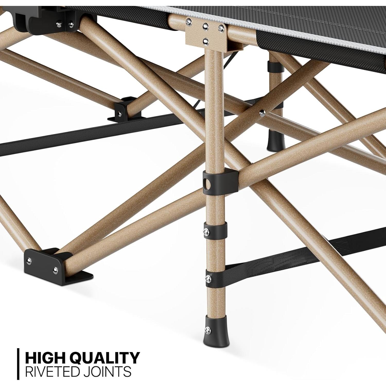 Cama Plegable MoNiBloom para Camping, Soporta 163 kg, Negra