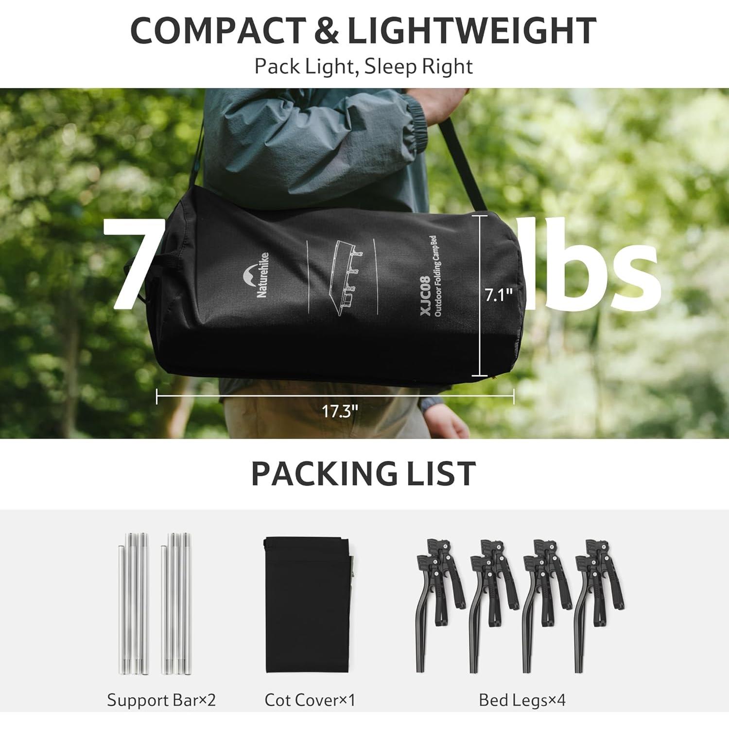 Cama de Camping Plegable Naturehike GREENWILD 75cm Ancho