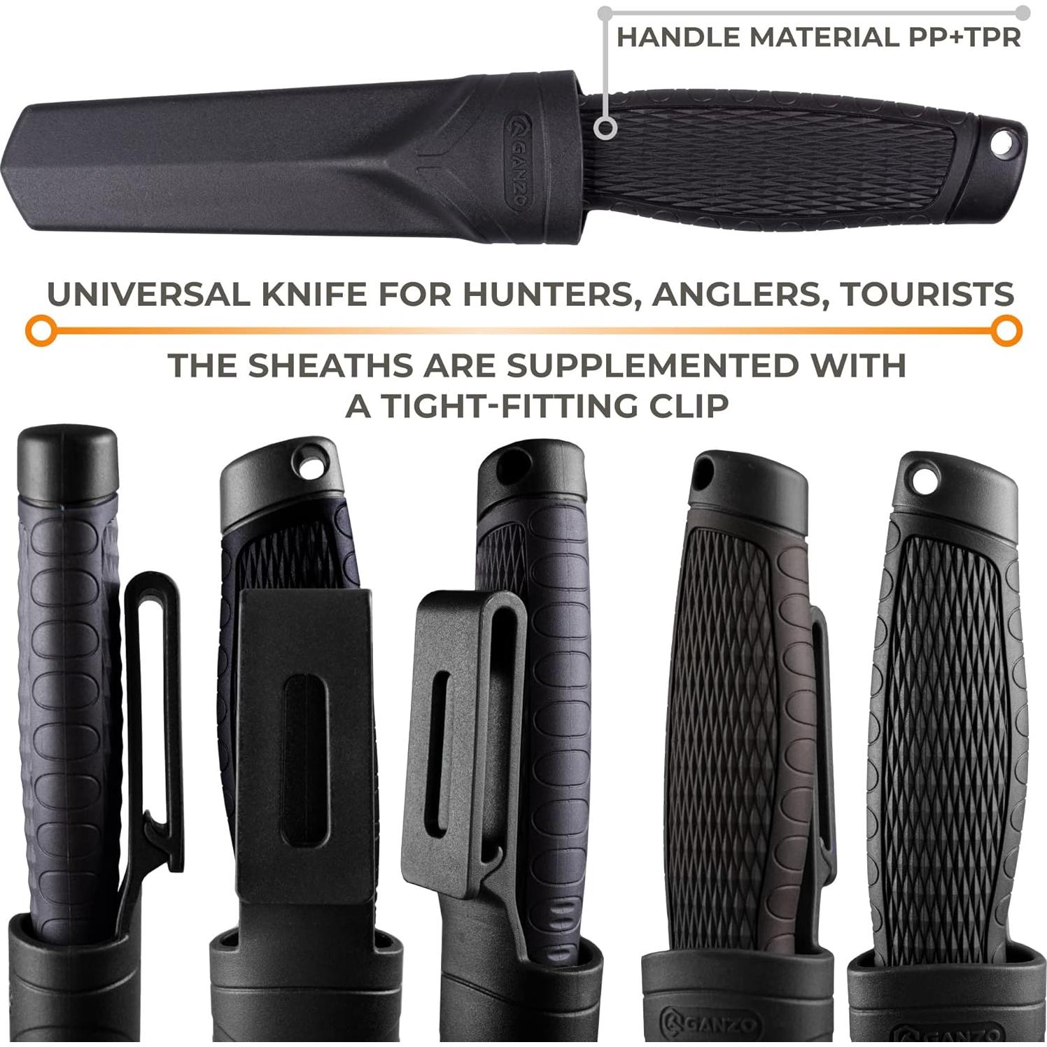 Cuchillo Fijo Ganzo G806-BK Acero Inoxidable 9.8 cm Camping