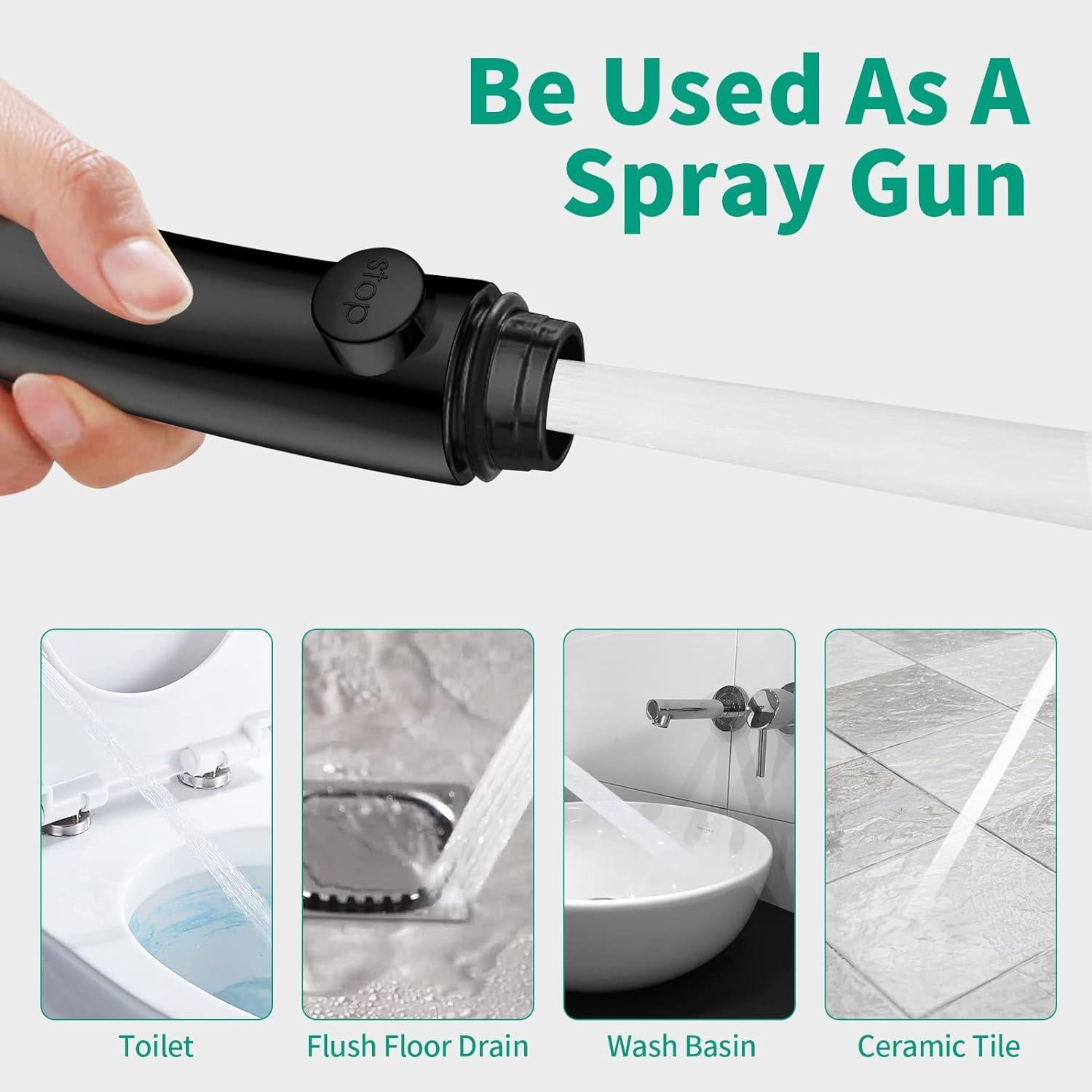 Cabezal de Ducha HEROBAI Alta Presión 3 Modos Ahorra Agua Negro