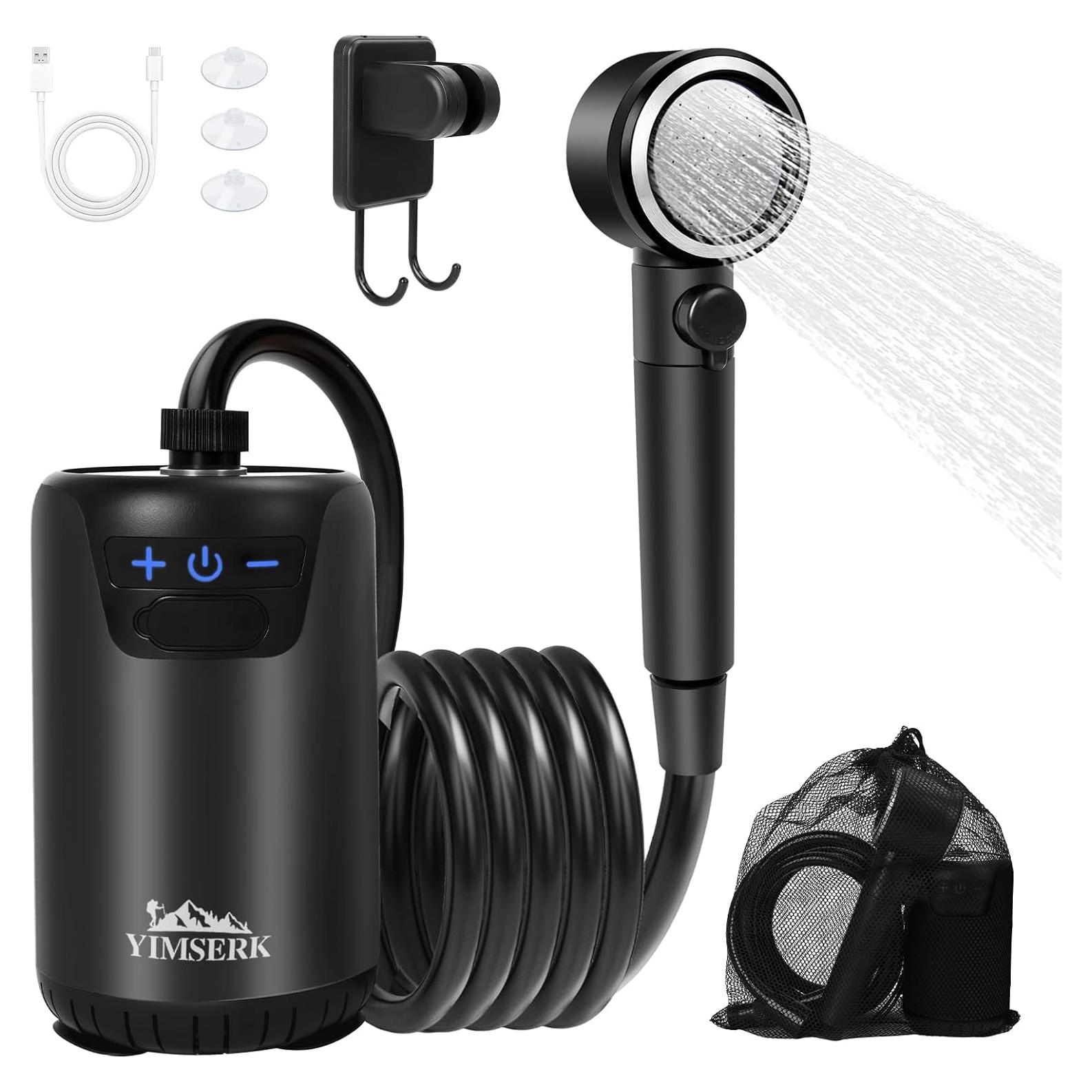 Ducha portátil de camping Yimserk 8000mAh 10 velocidades IPX8