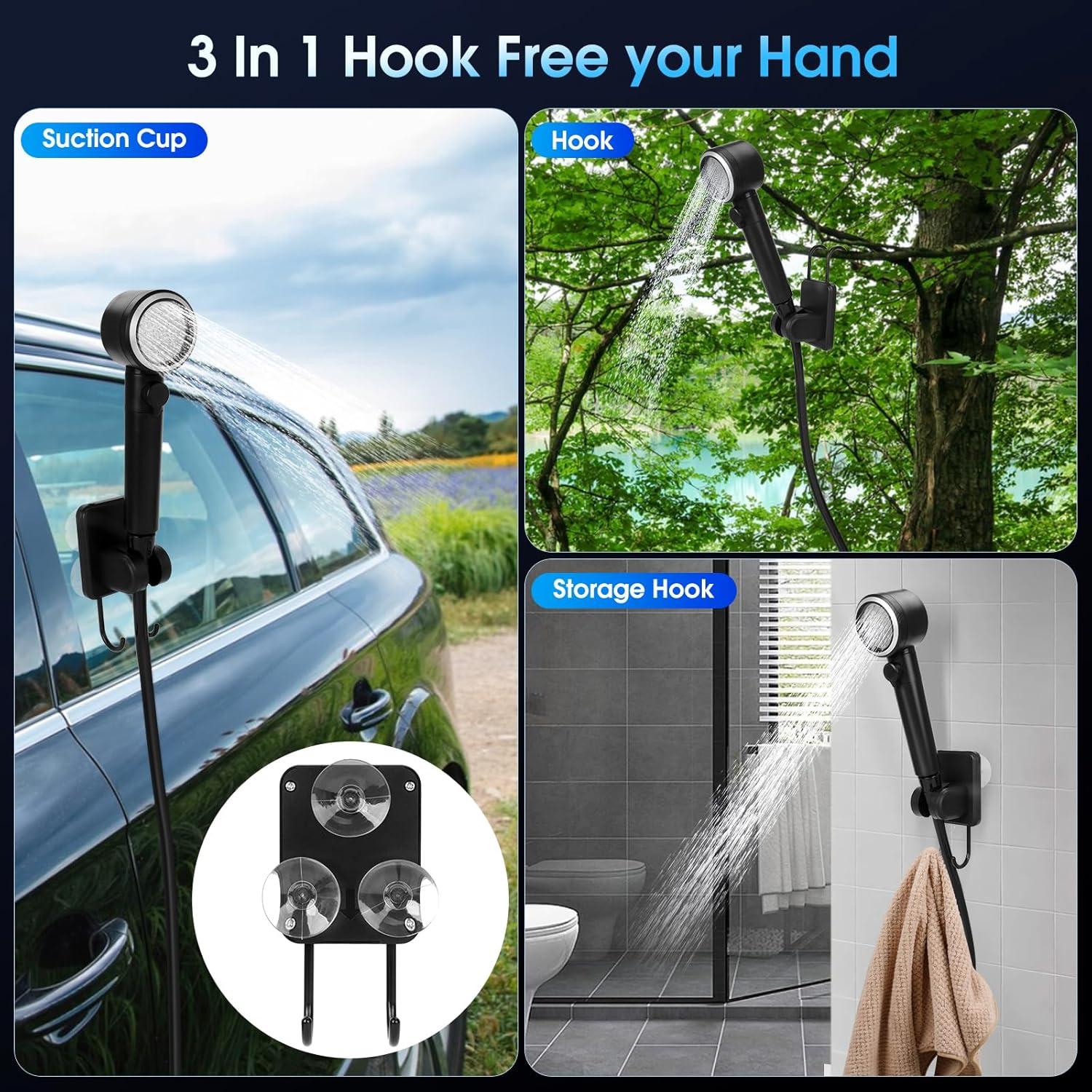 Ducha portátil de camping Yimserk 8000mAh 10 velocidades IPX8