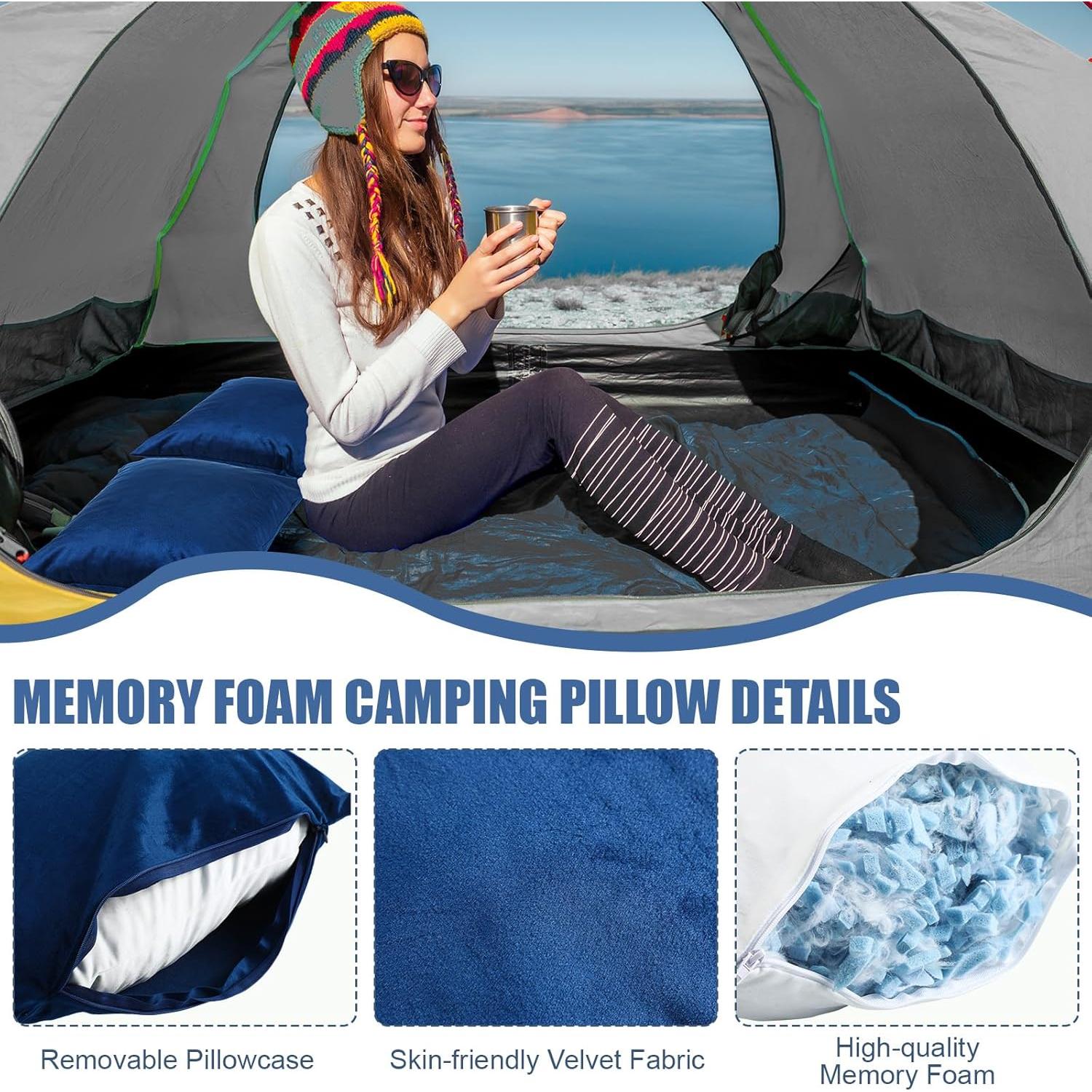 Juego de 2 Almohadas de Camping SmoothNovelty Azul Pequeñas