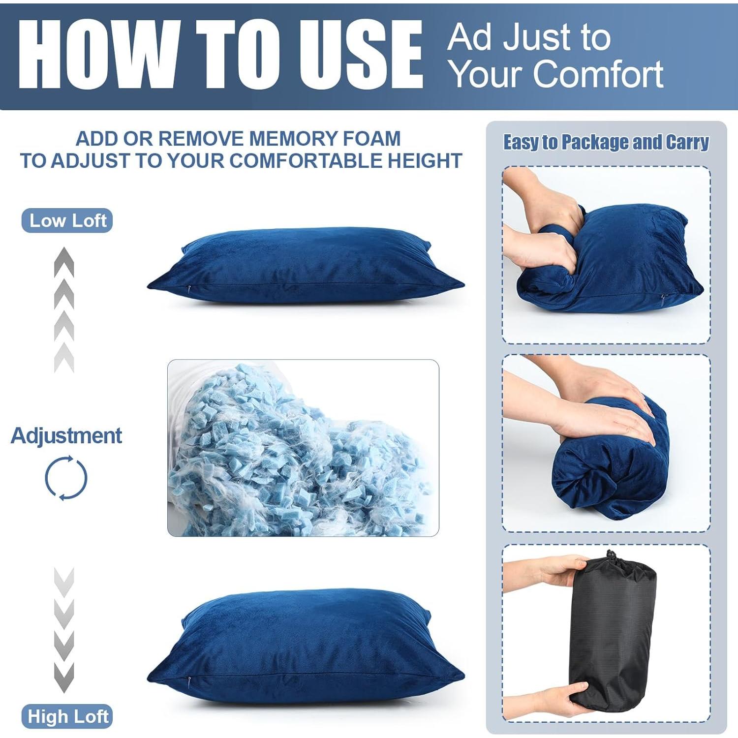 Juego de 2 Almohadas de Camping SmoothNovelty Azul Pequeñas