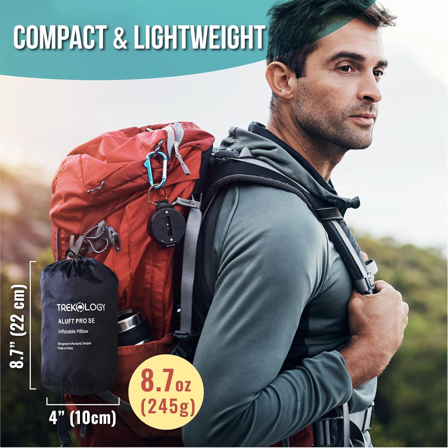 Almohada Inflable de Camping Trekology ALUFT Pro Azul