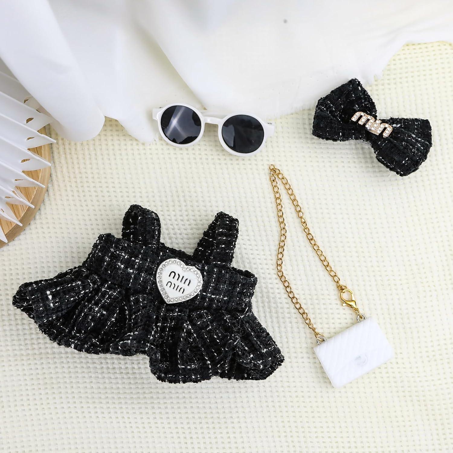 Ropa de Muñeca 17cm Muomdid Conjunto Elegante Negro 4 Piezas