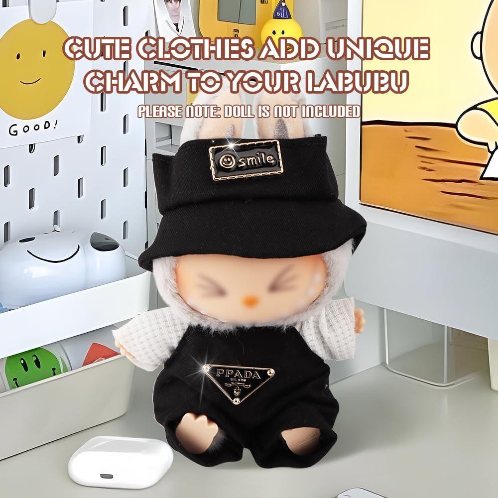 Bolsa de exhibición transparente Labubu con ropa de muñeca 19.2x14.7cm