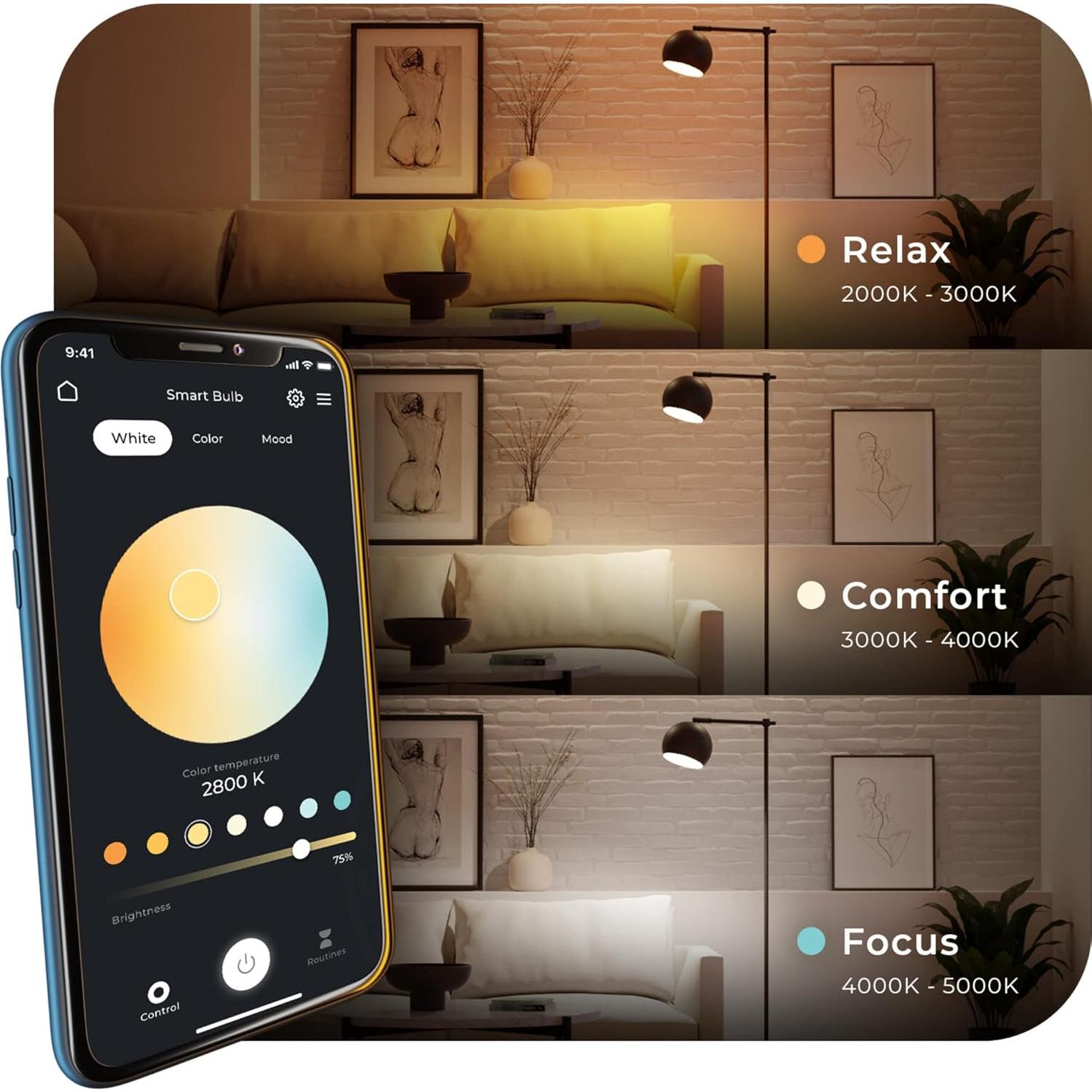 Bombilla LED Inteligente GLOBE 10W RGB E26 Regulable 2000K-5000K