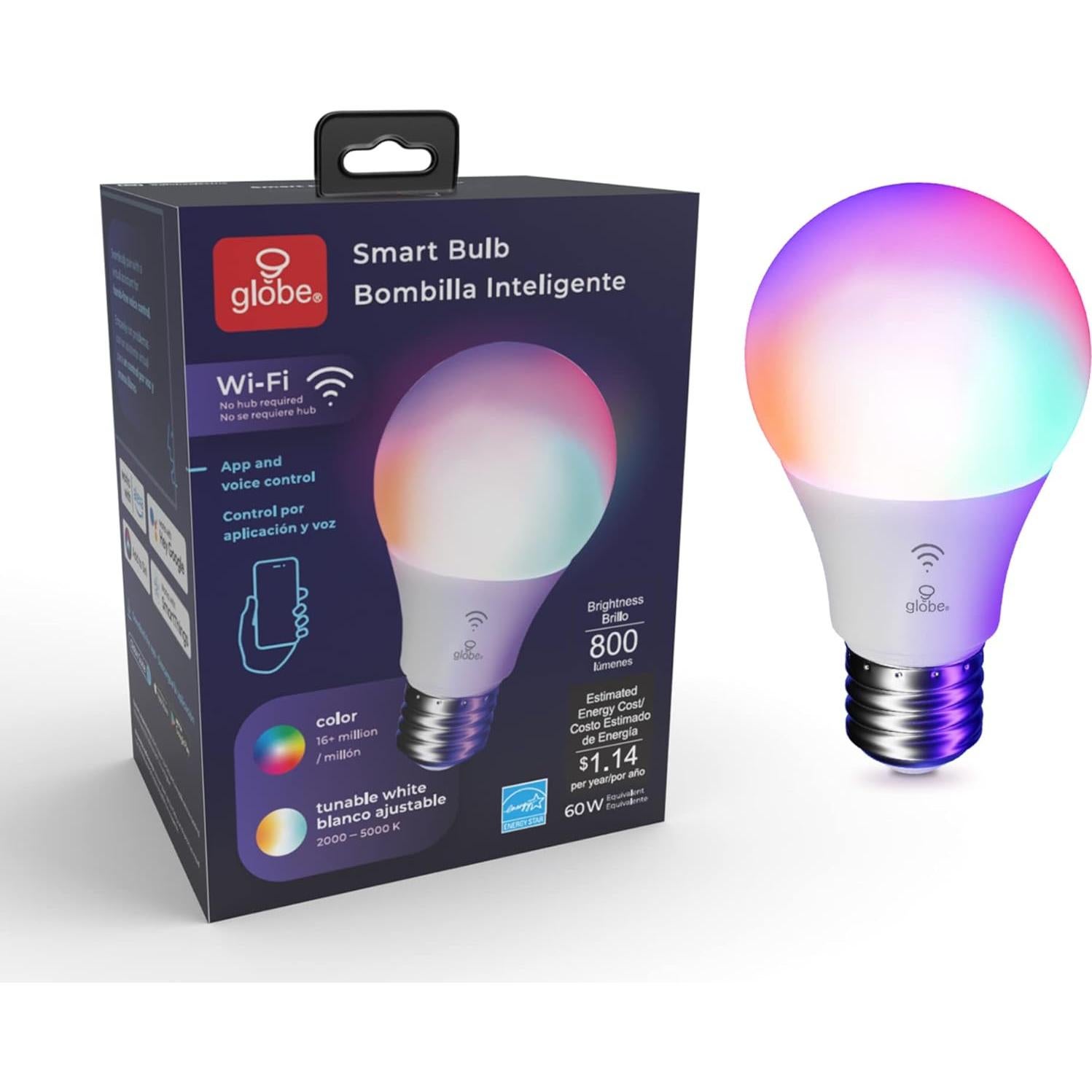 Bombilla LED Inteligente GLOBE 10W RGB E26 Regulable 2000K-5000K