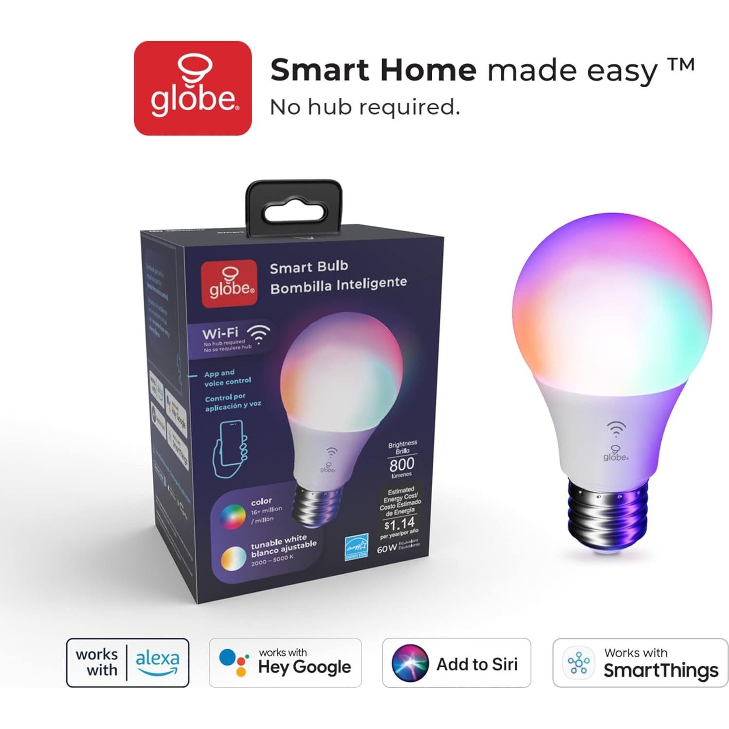 Bombilla LED Inteligente GLOBE 10W RGB E26 Regulable 2000K-5000K