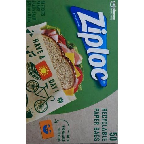 Bolsas de Papel Reciclables Ziploc para Sándwich 50 Unidades