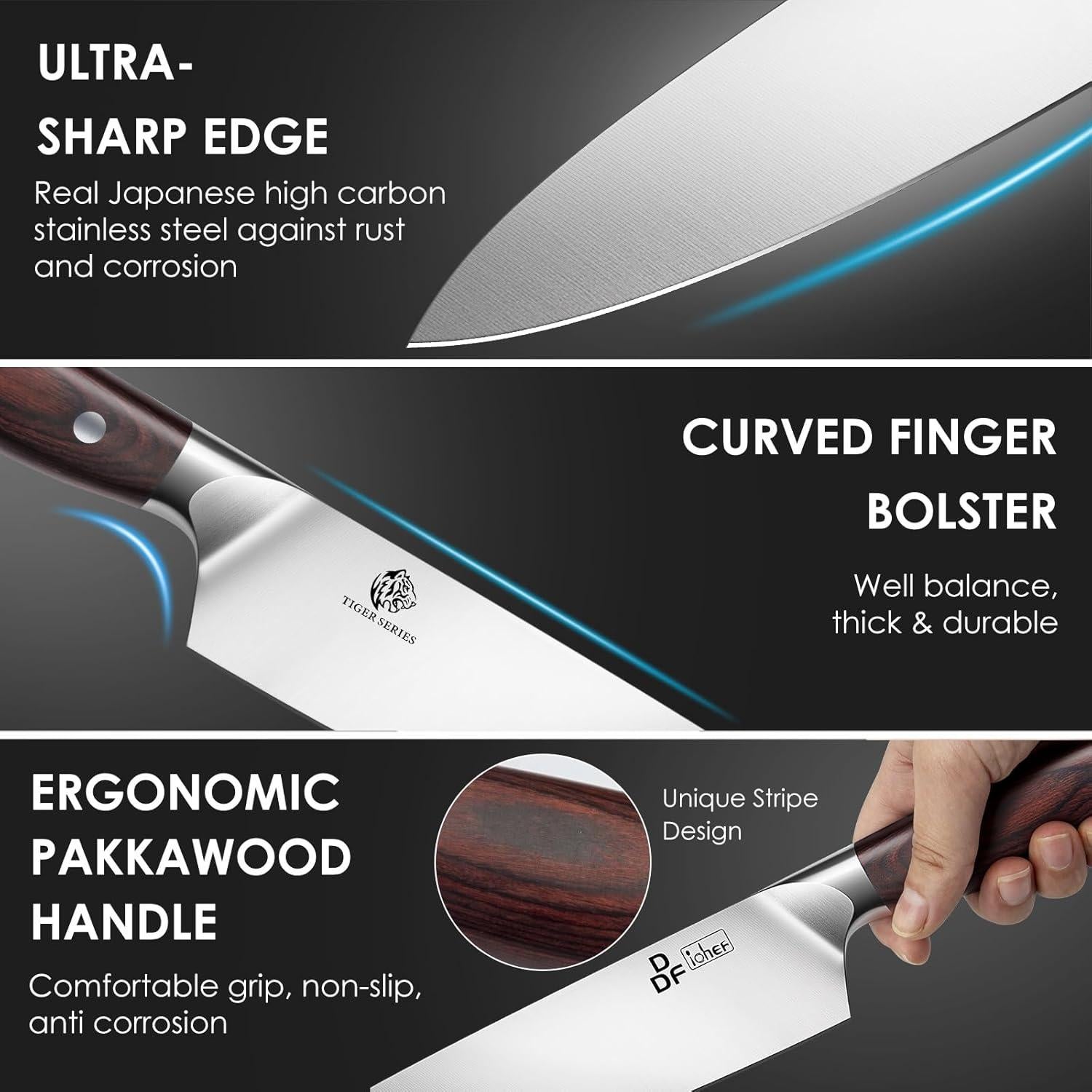 Juego de Cuchillos de Cocina DDF iohEF 16 Piezas Acero Inoxidable