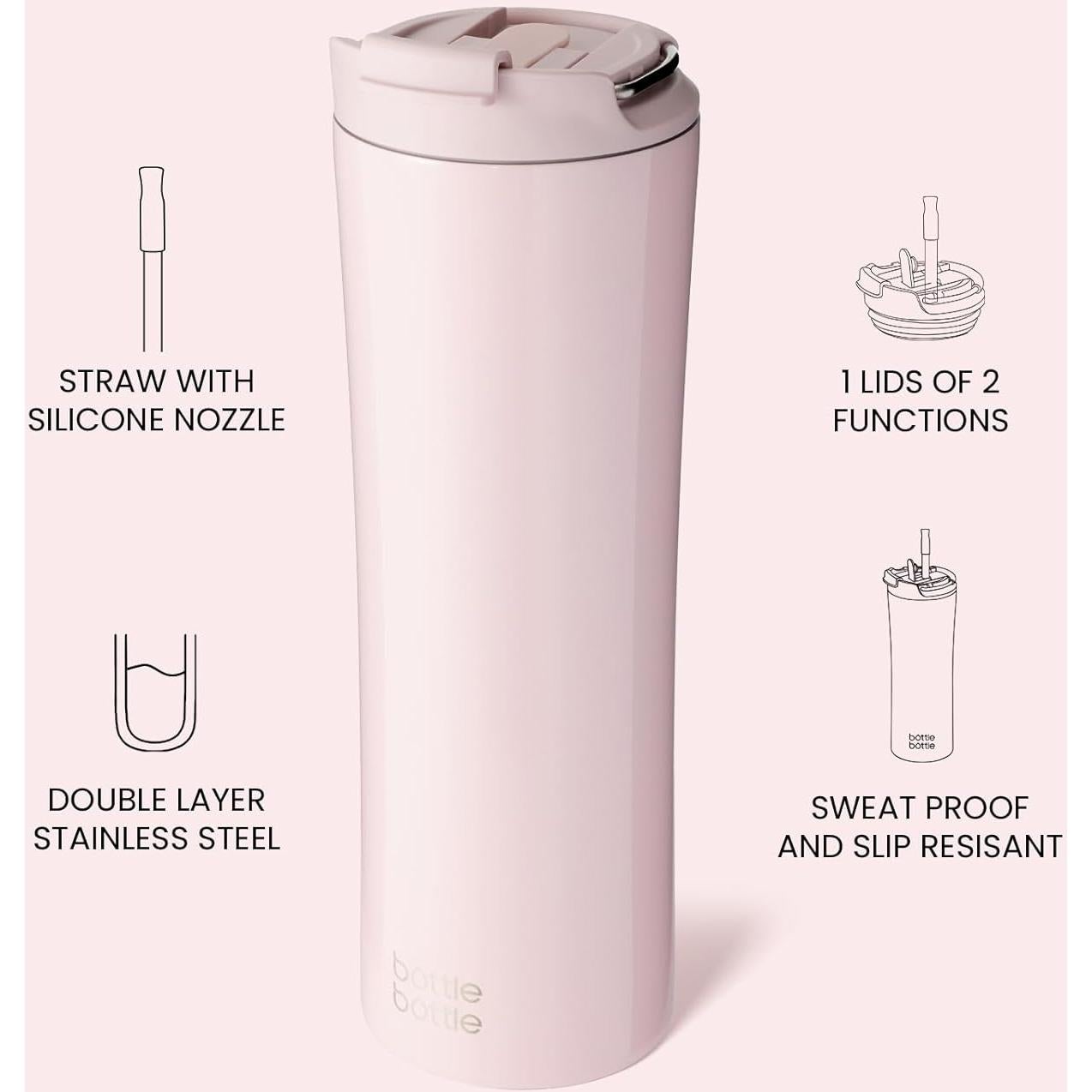 Botella de Agua Aislada 24oz Acero Inoxidable Rosa Claro