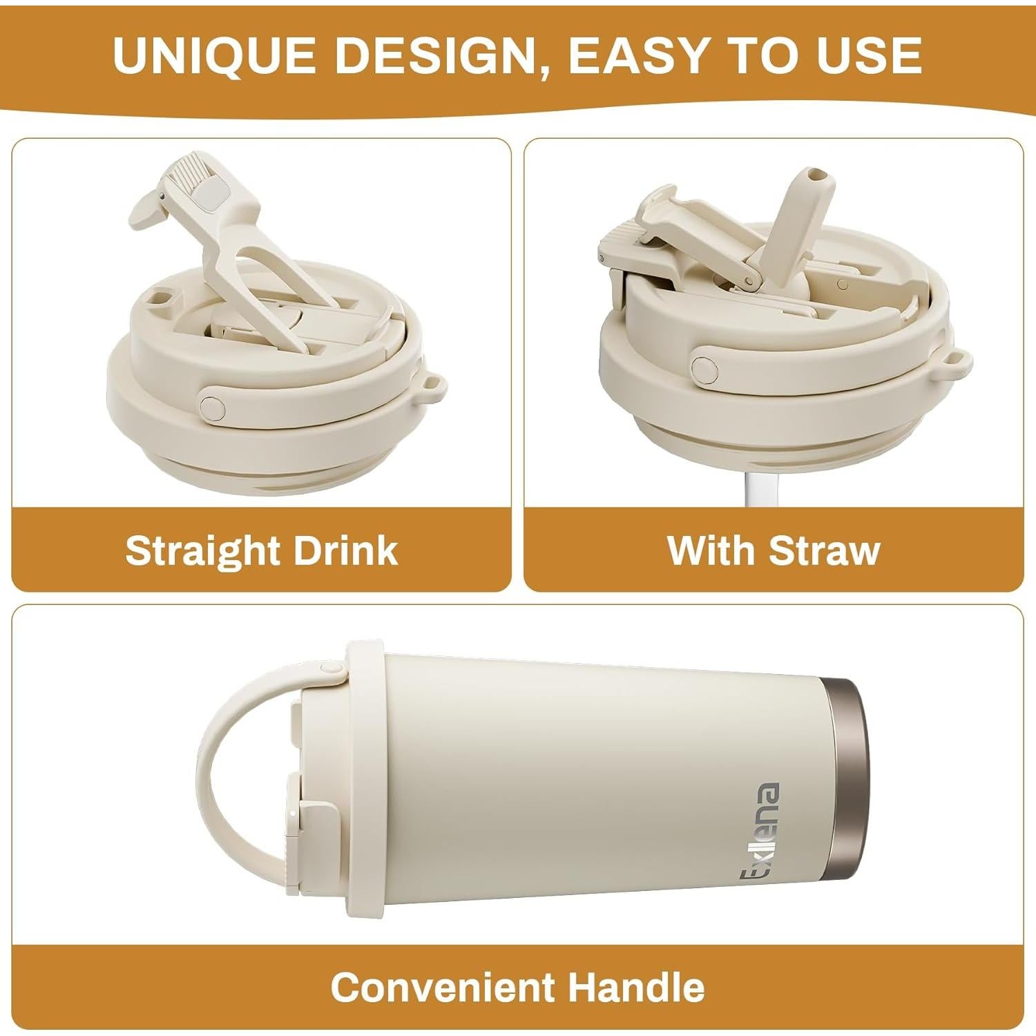 Taza de viaje Exllena 0.48L acero inoxidable a prueba de fugas