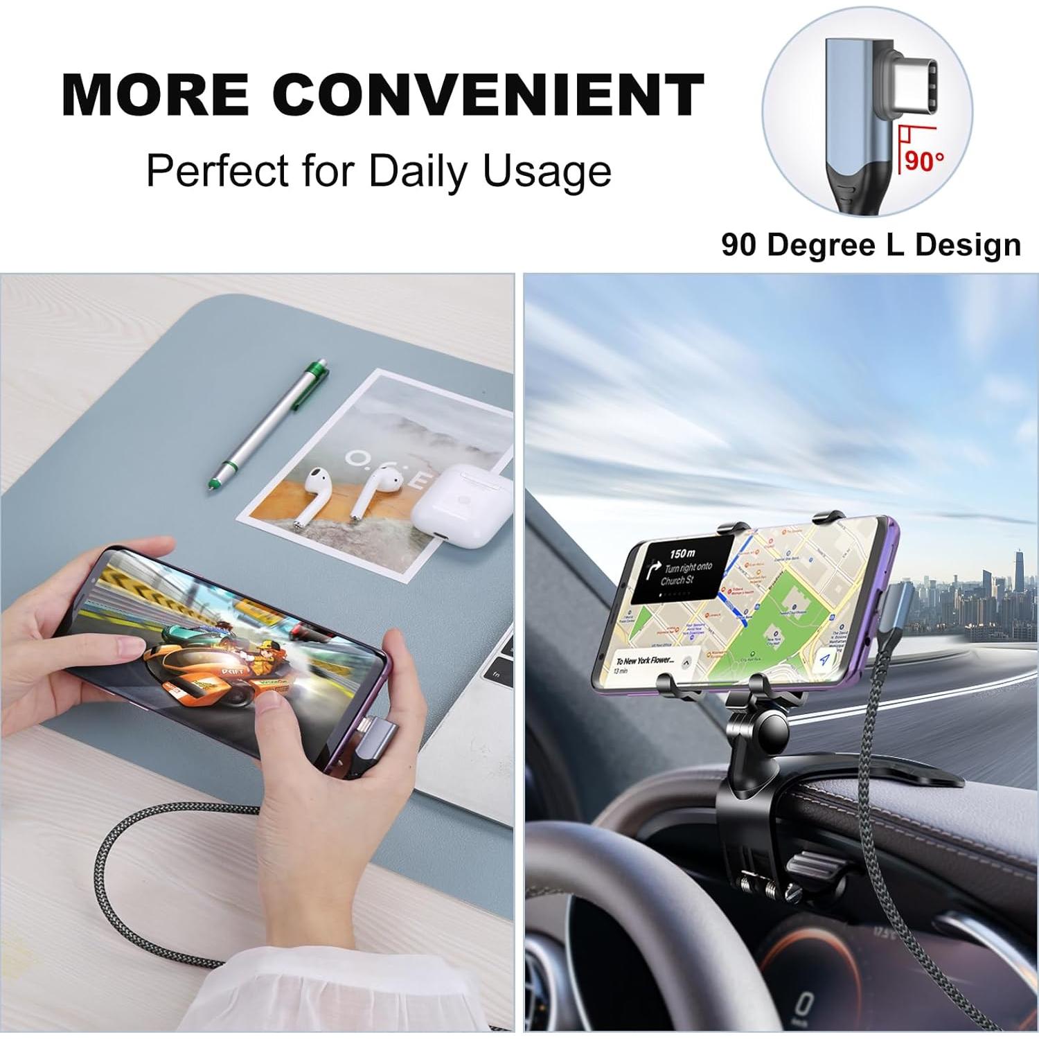 Cable USB C 3m OKRAY 2-Pack Carga Rápida Ángulo 90°