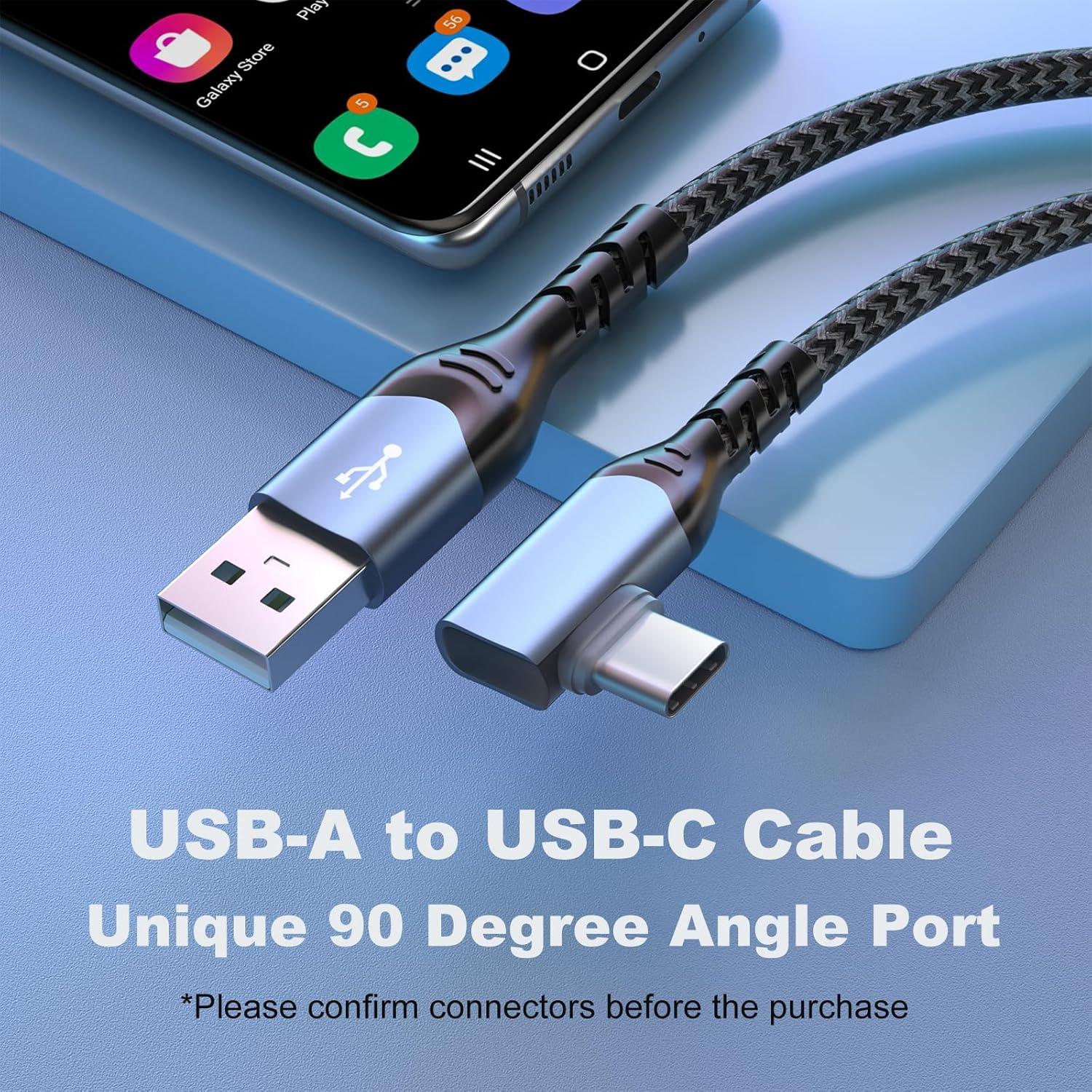 Cable USB C 3m OKRAY 2-Pack Carga Rápida Ángulo 90°