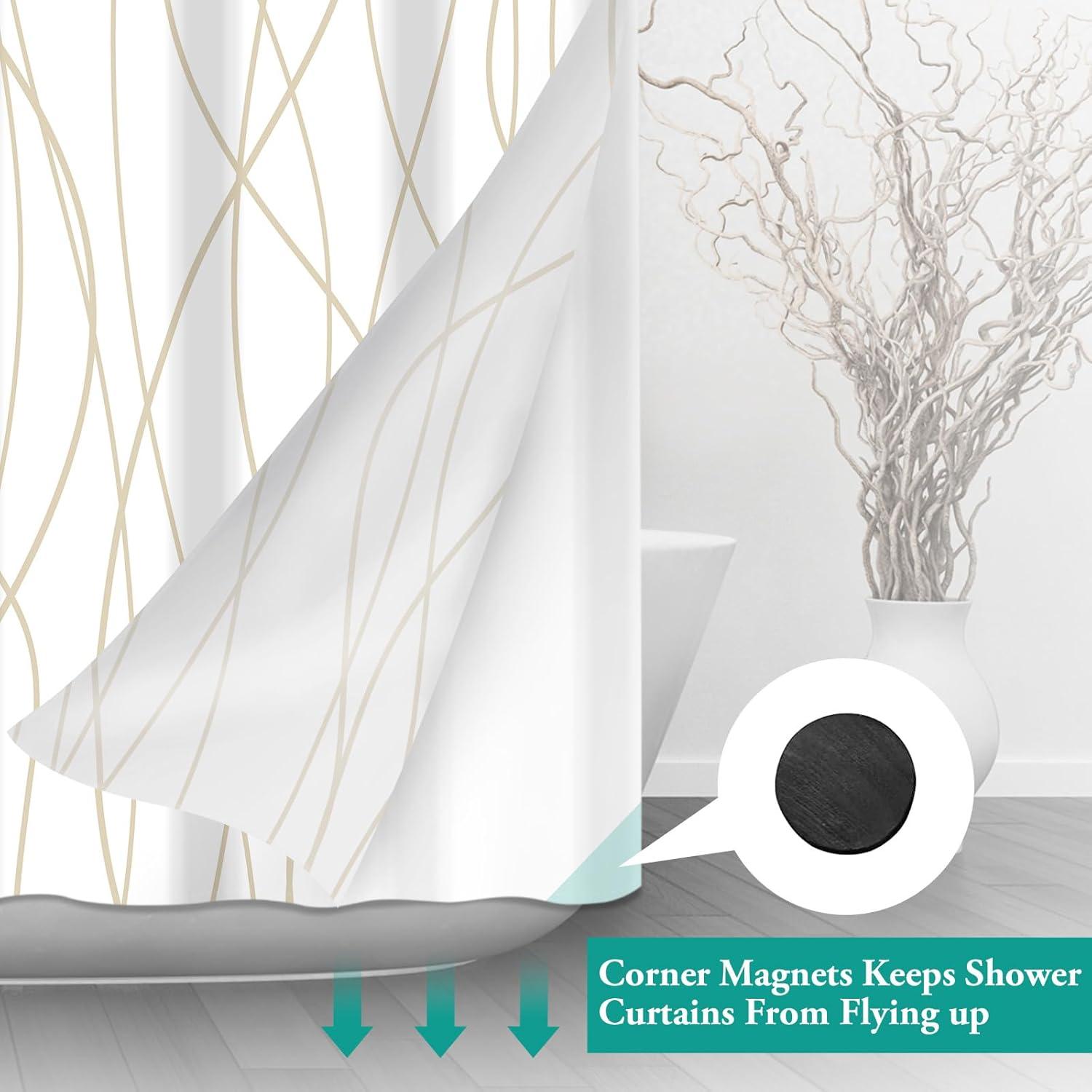 Cortina de Ducha Beige Caqui LXBNI con Forro a Presión 137x203 cm