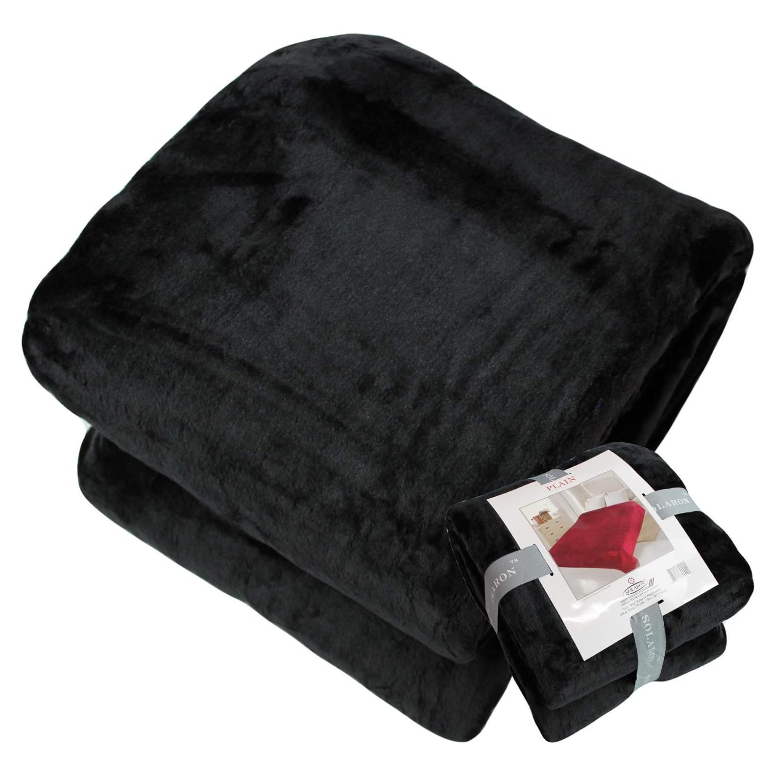 Manta Reina Extra Grande Solaron 430 GSM Negra Gruesa Térmica