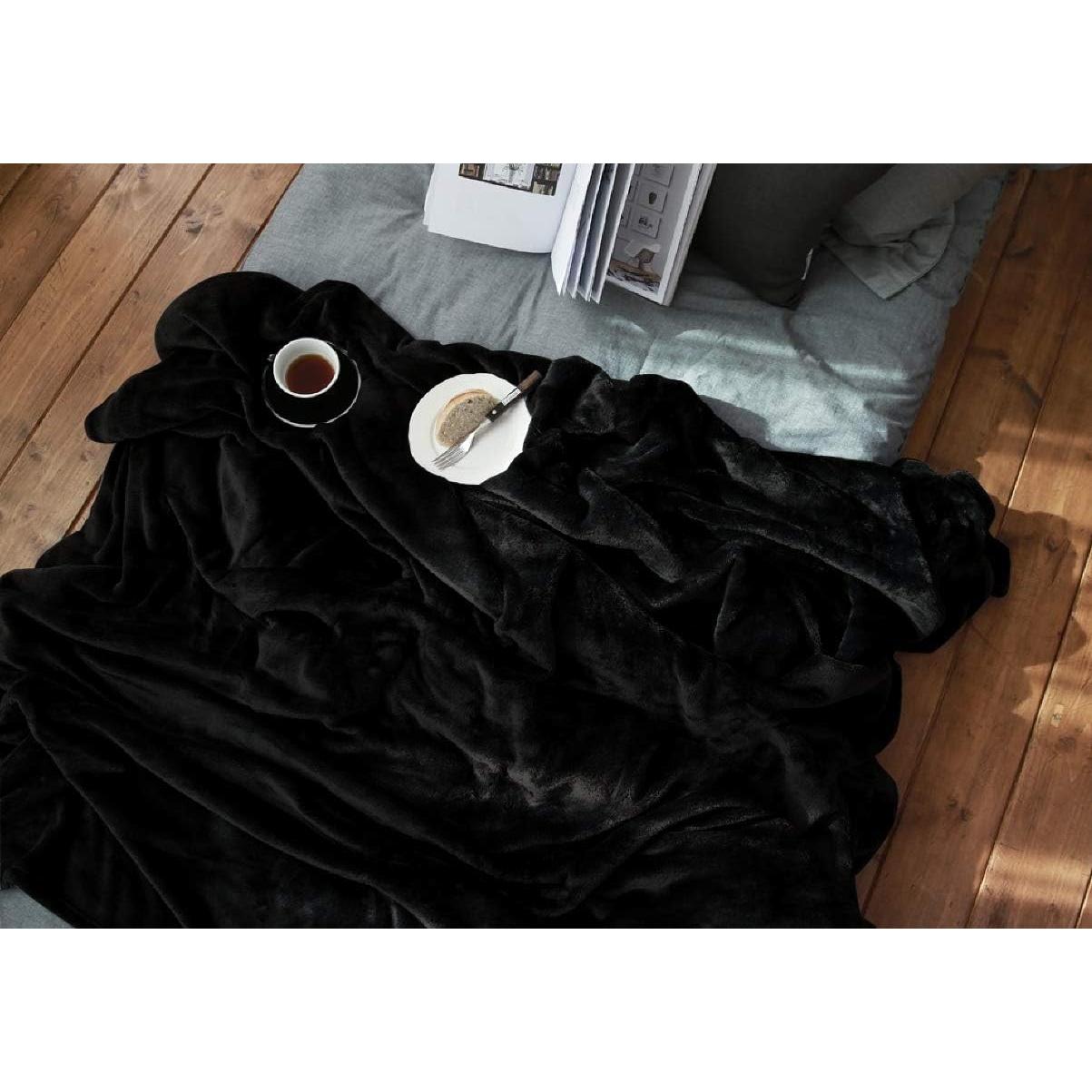 Manta Reina Extra Grande Solaron 430 GSM Negra Gruesa Térmica