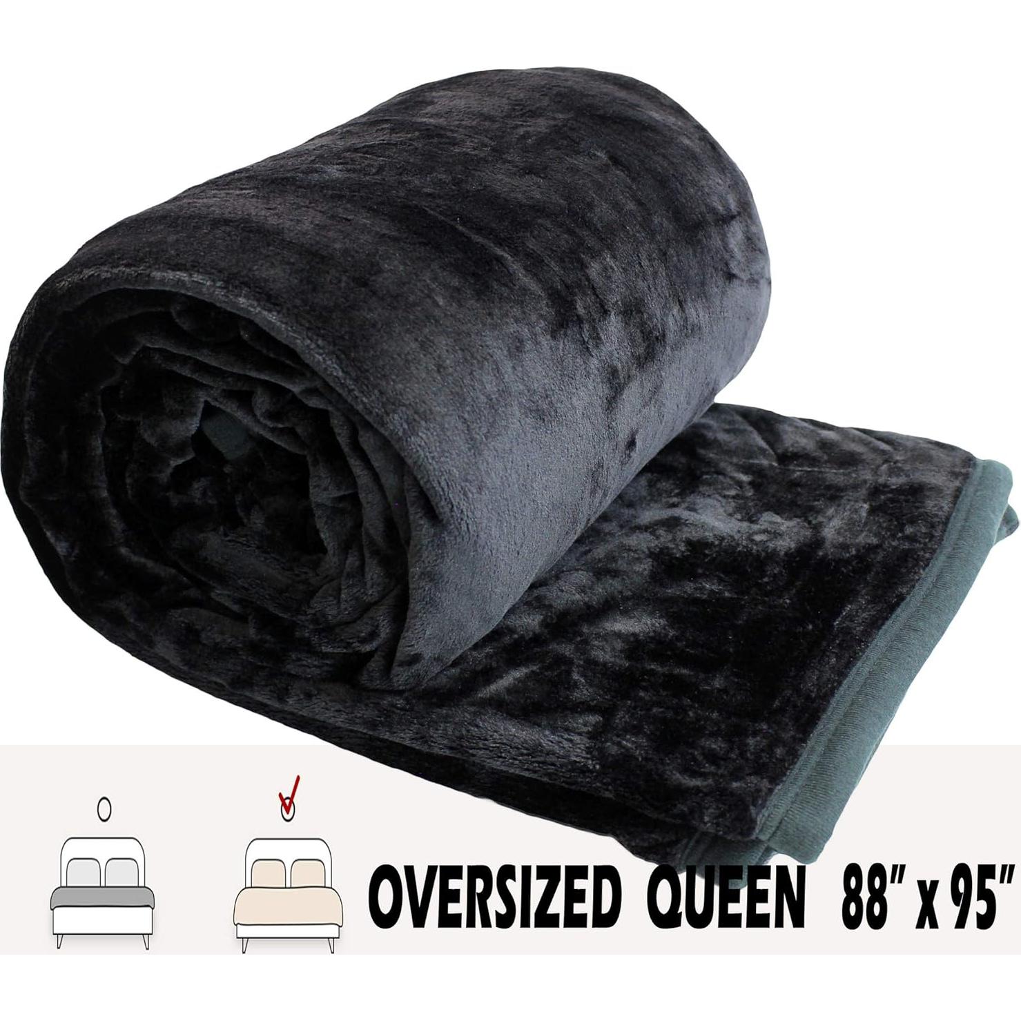 Manta Reina Extra Grande Solaron 430 GSM Negra Gruesa Térmica