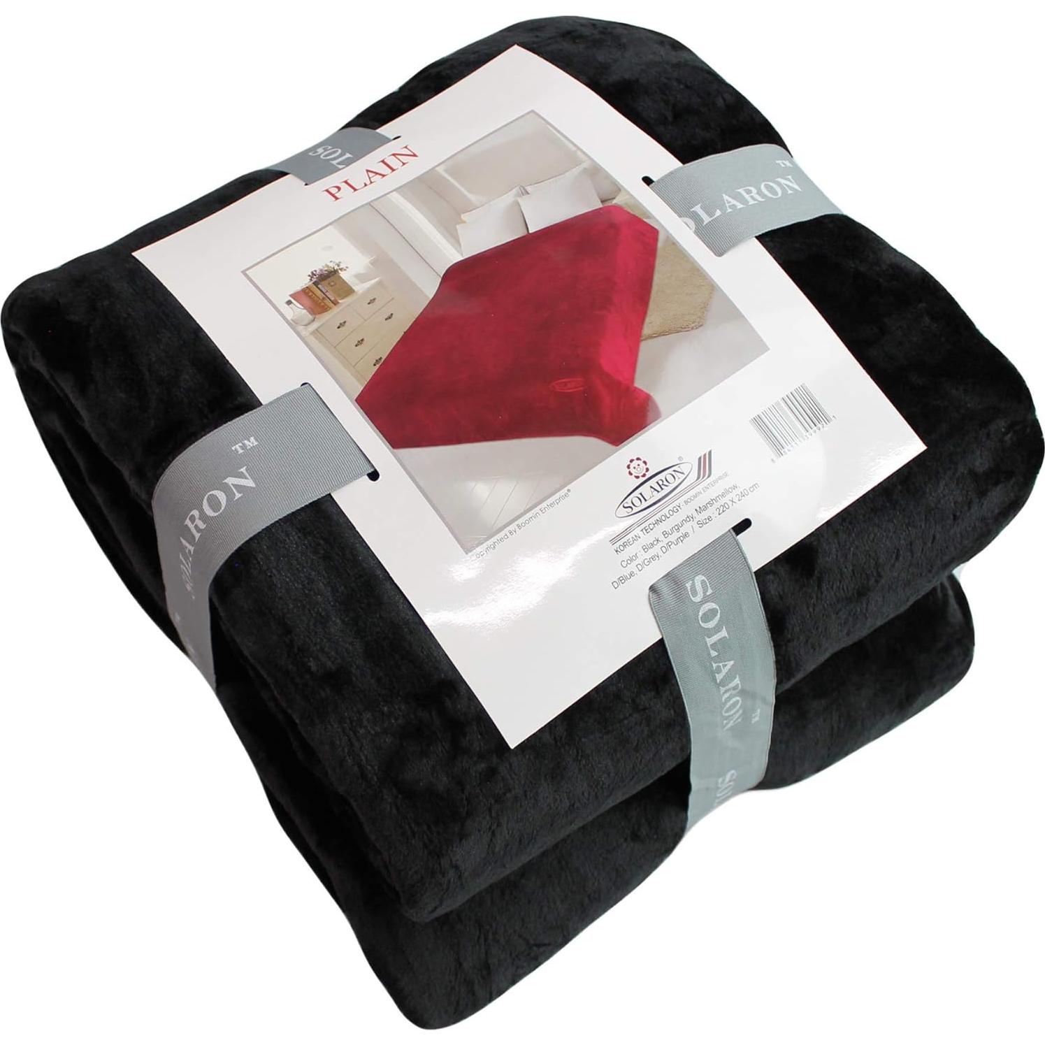 Manta Reina Extra Grande Solaron 430 GSM Negra Gruesa Térmica